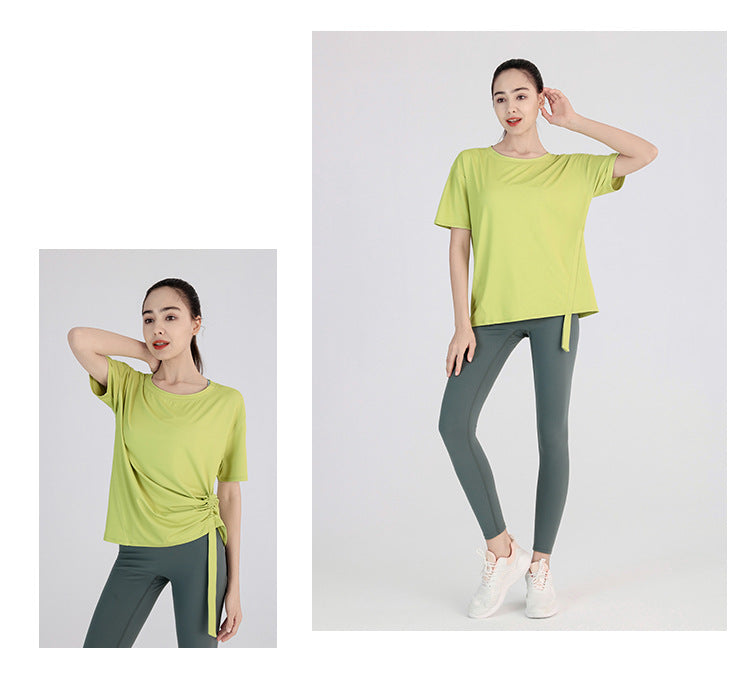 Yoga Clothes Women Spring Summer Short Sleeve Quick Drying Clothes T-shirt Slimming Internet Celebrity Workout Clothes Morning Running Loose Sports Top