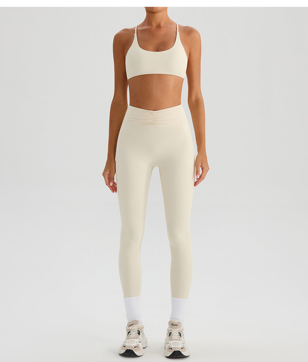 Backless Traceless Cross Strap Yoga Underwear Women Bra with Chest Pad Sports Quick Drying Chest Slimming Fitness Outerwear Bra
