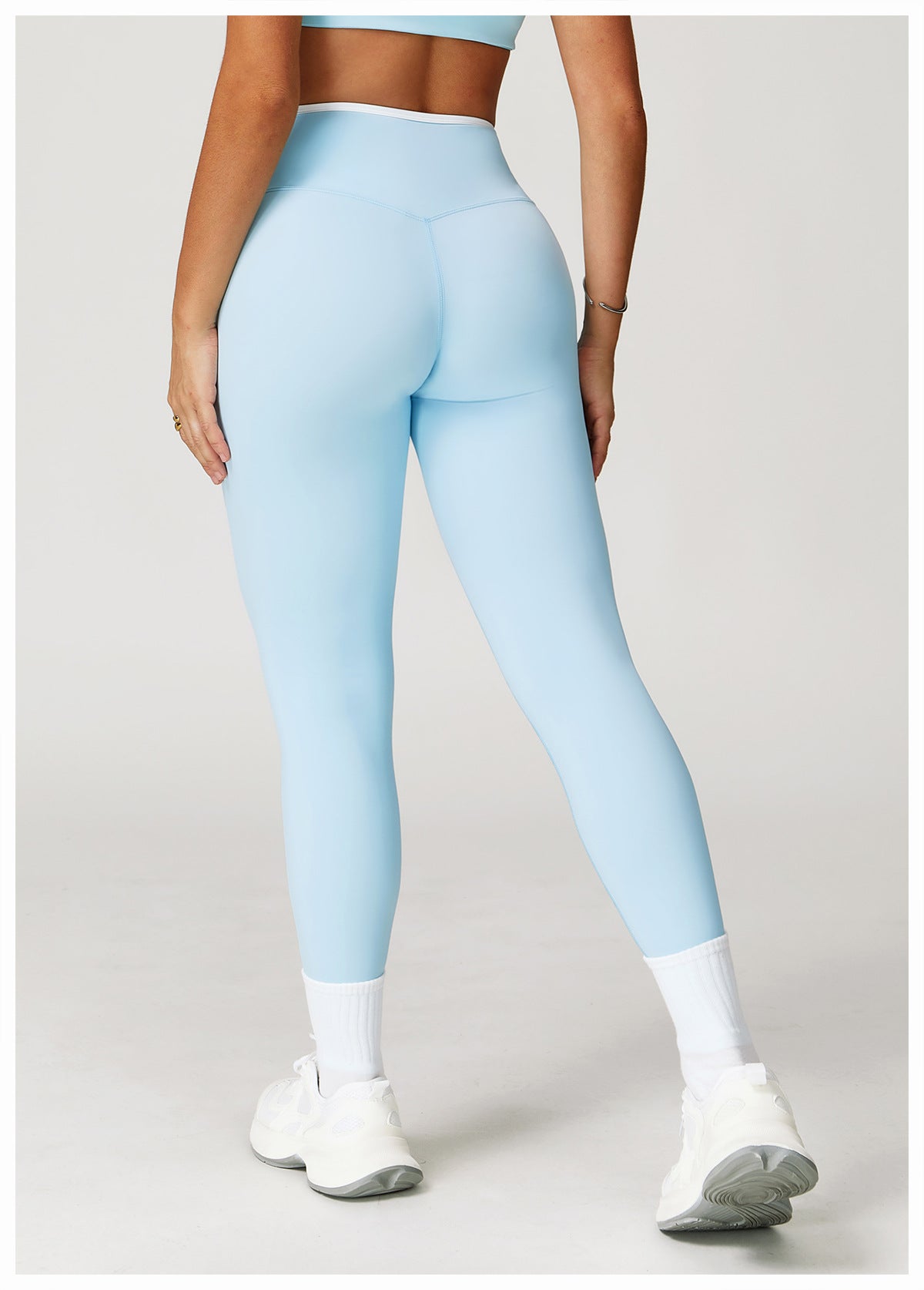Sollinarry Nude Feel Skinny Yoga Pants Cross High Waist Contrast Color Tights Women Sports Running Fitness Pants