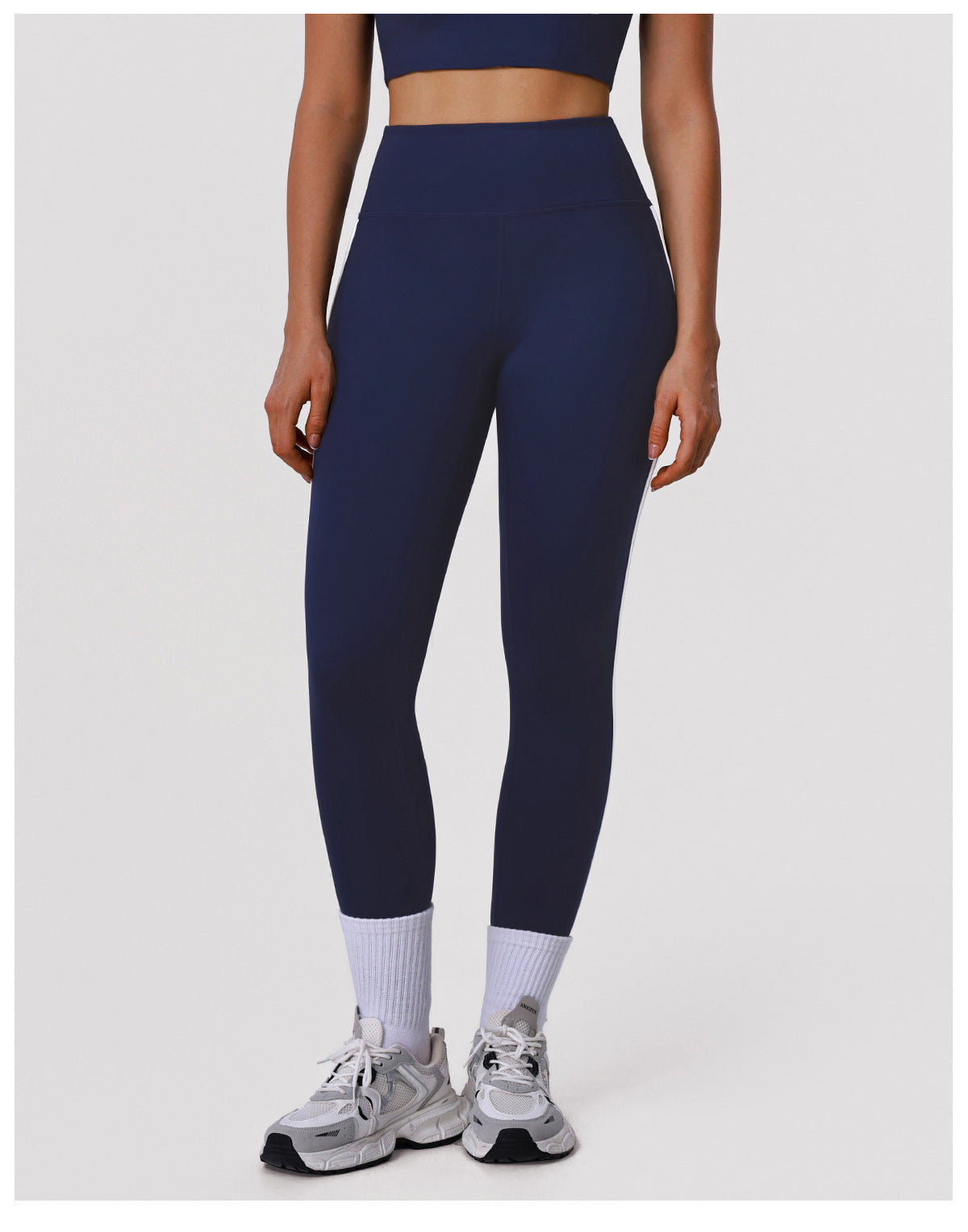 Sports Yoga Double Striped Tights Women Elastic High Waist Abdominal-Shaping Slimming Hip Lifting Running Workout Ankle Length Pants