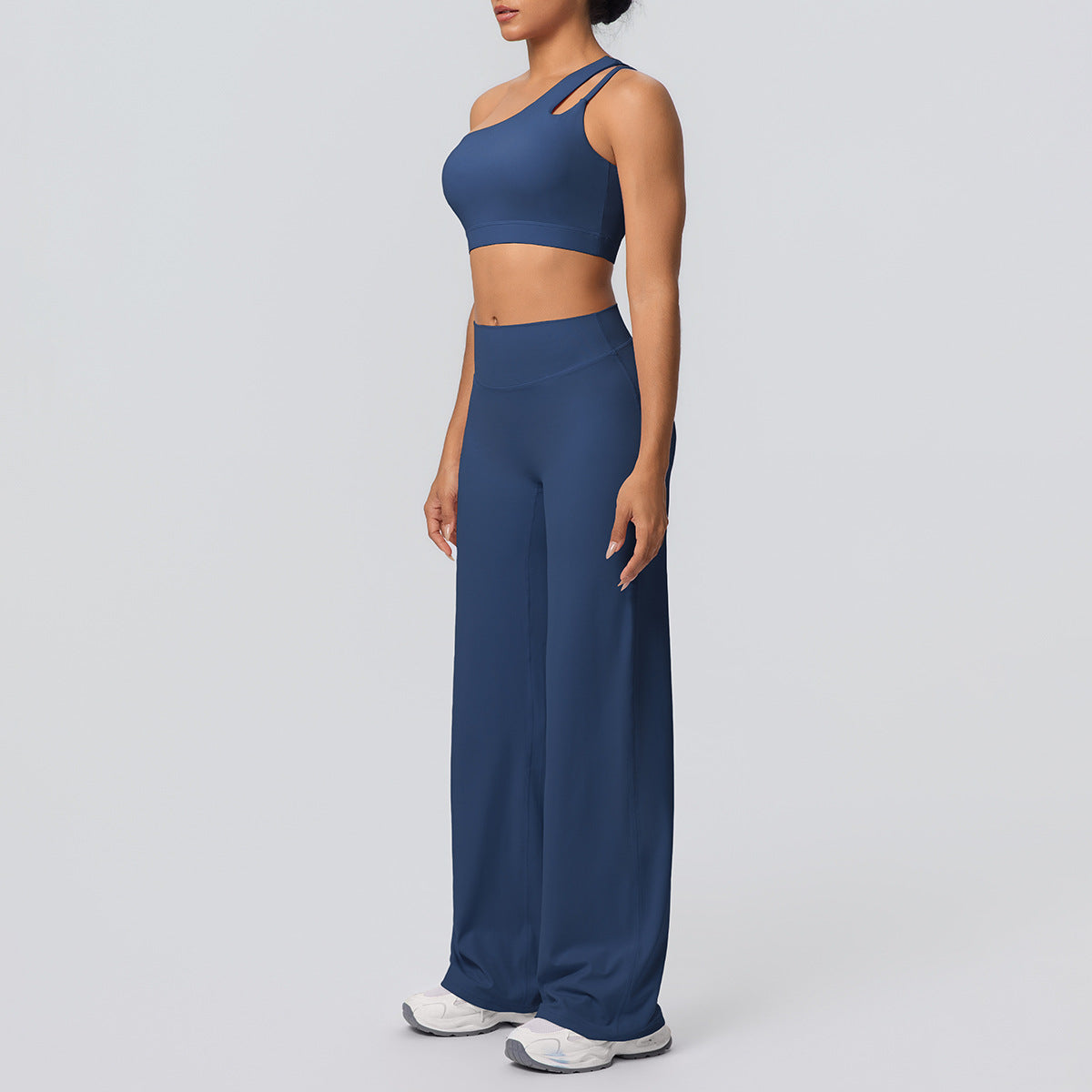 Oblique Shoulder Backless Bra Nude Feel Sports Vest Running Yoga Pants Fitness Straight-Leg Pants Yoga Set Women