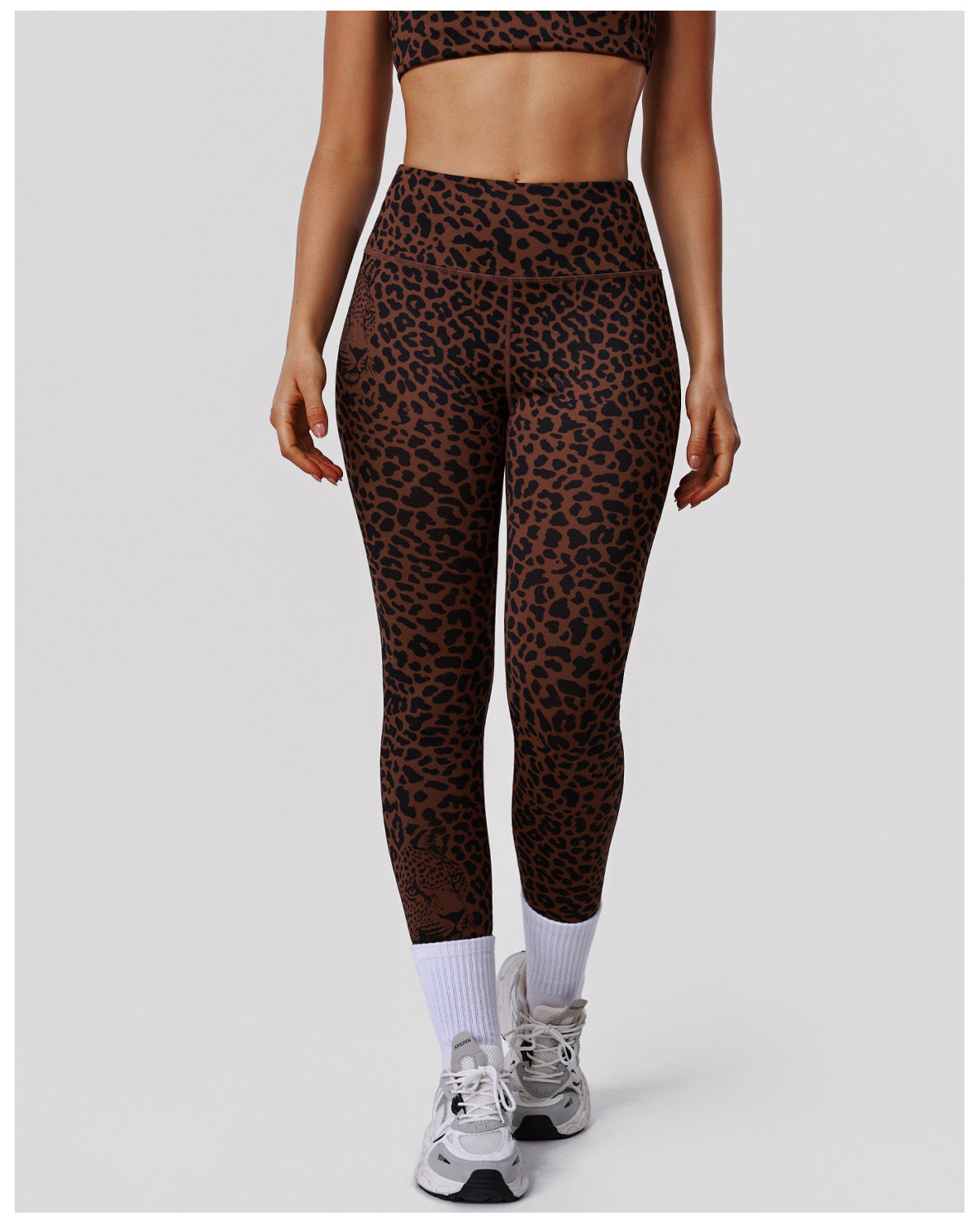 Leopard Print Peach Hip Raise Printed High Waist Yoga Pants Women Slim Fit Fitness Pants Outdoor Running Sports Ninth Pants