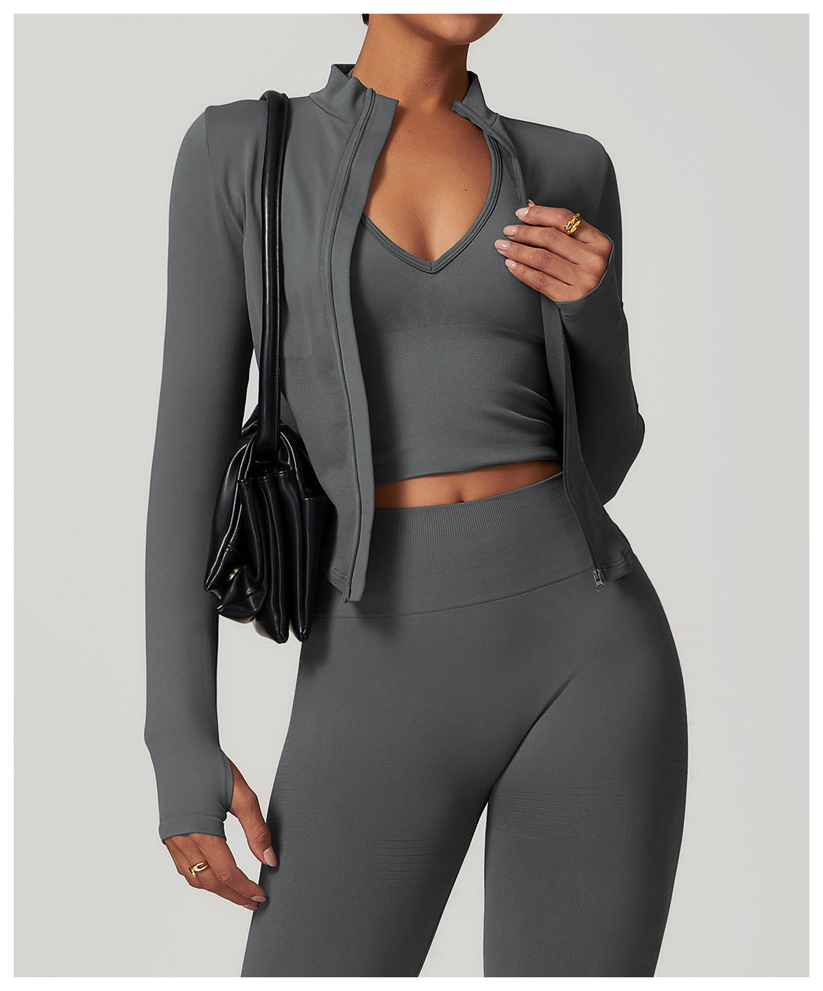 Sollinarry Stand Collar Long Sleeve Zipper Yoga Jacket Women Tight Quick Drying Yoga Clothes Outdoor Fitness Sports Top