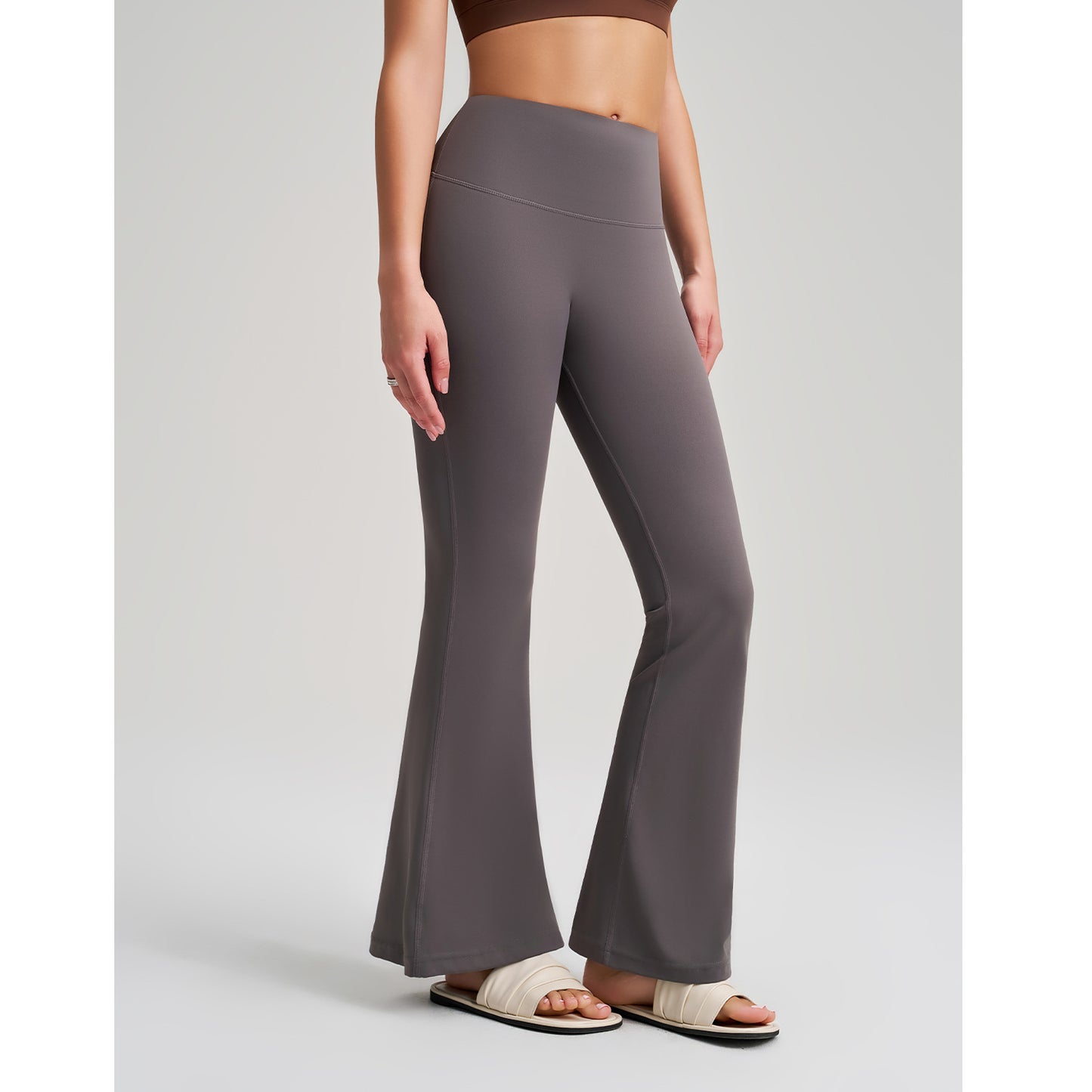 Fleece Lined Thick High Waist Wide Leg Yoga Pants Micro Pull Hip Lifting Fitness Leggings Quick Drying Antibacterial Bootcut Pants