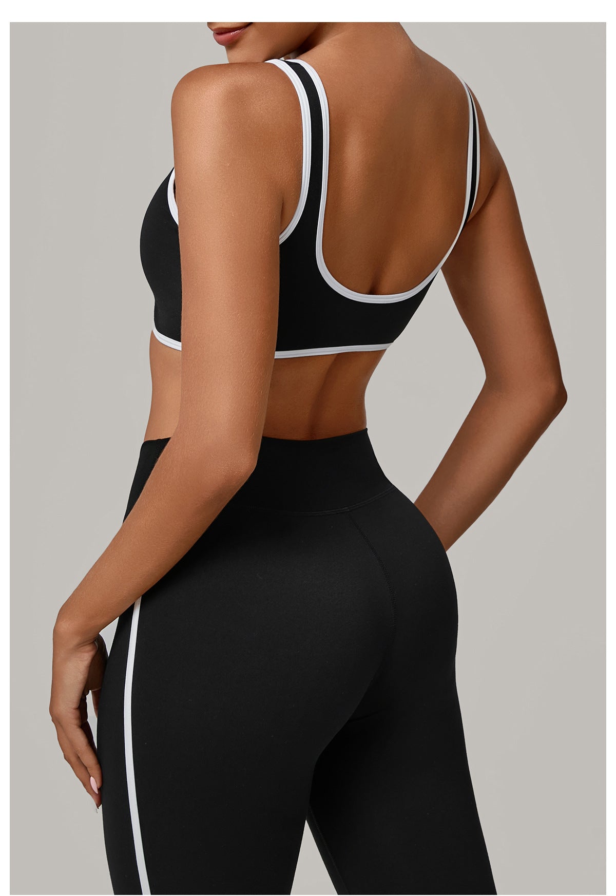Autumn Sand Contrast Color Wide Shoulder Strap Sports Underwear Shockproof Women One Piece Yoga Bra Outdoor Workout Clothes