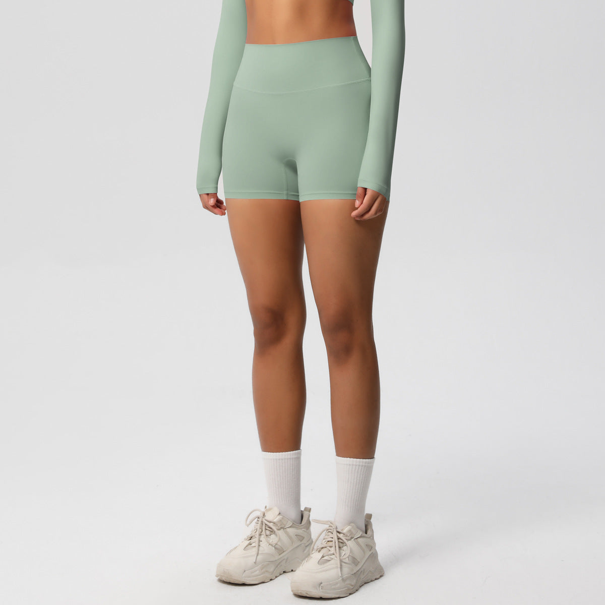 Fitness Shorts Belly Contracting Hip Lifting Solid Color Sports High Waist No Embarrassment Tight Quick Drying Yoga Shorts