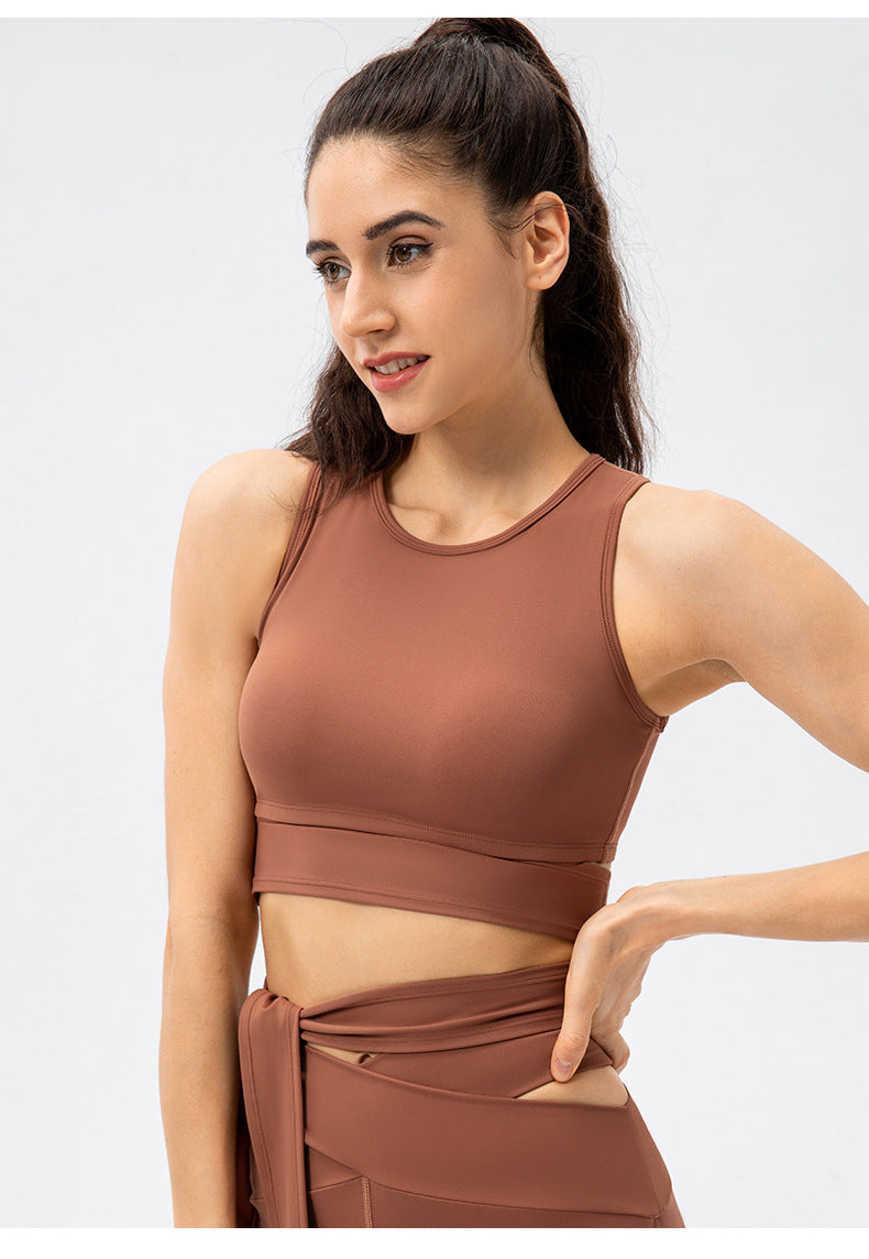 Chest Pad One Piece Medium Tenacity Sports Bra Women Strap Yoga Vest Nude Feel Breathable Workout Underwear