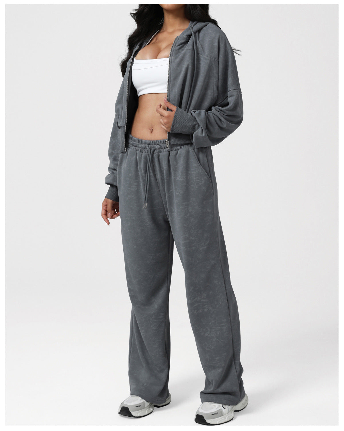 Autumn Winter Sports Casual Hooded Hoodie Short Waist Retro Printed Cardigan Coat Yoga Workout Clothes