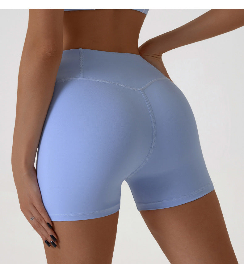Quick Drying Nude Feel Yoga Shorts Hip Lifting Fitness Shorts Tight High Waist Running Exercise Shorts Women Outer Wear