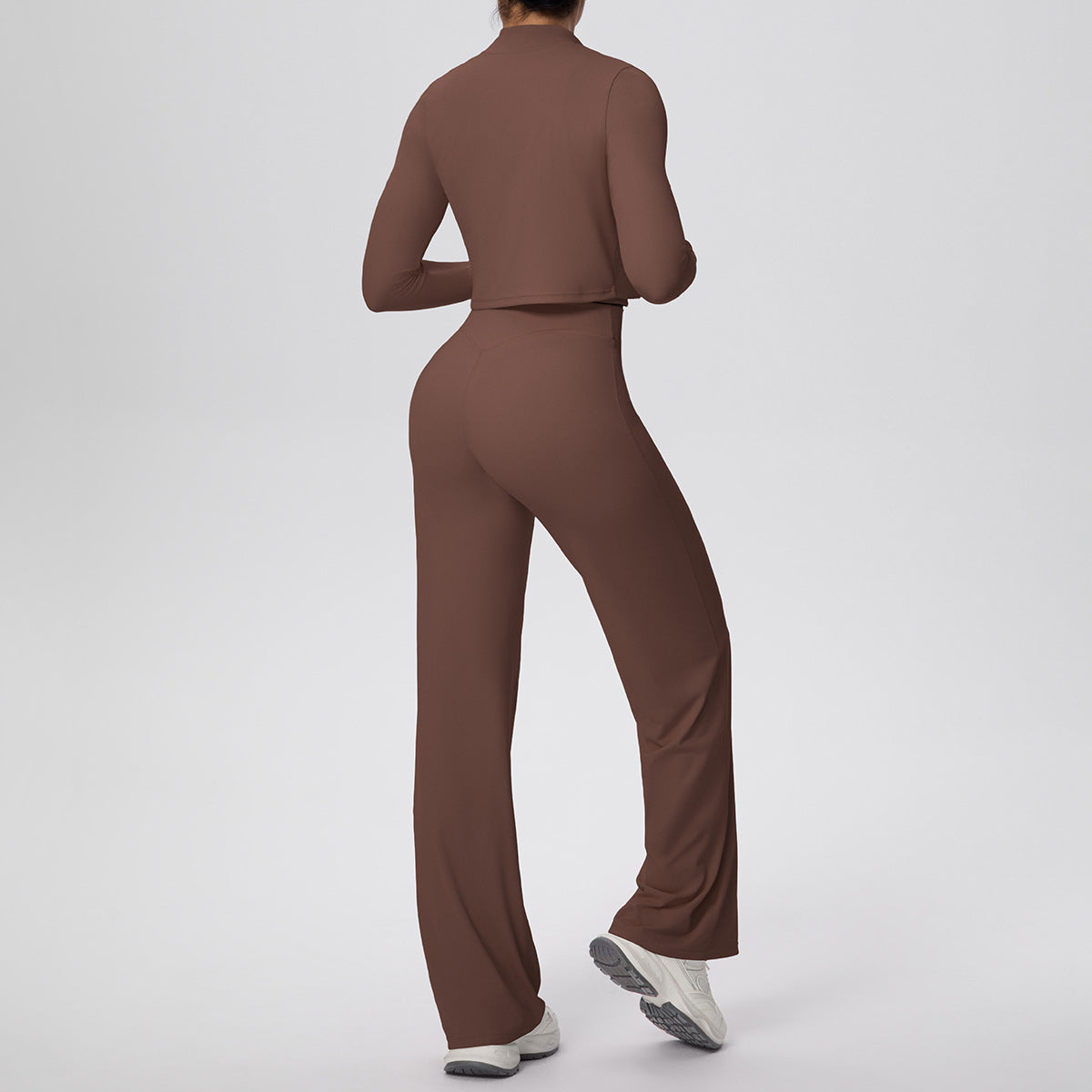 Solid Color Sports Zip Long Sleeve Coat Inner Vest Baggy Straight Trousers Workout Clothes Yoga Three Piece Suit