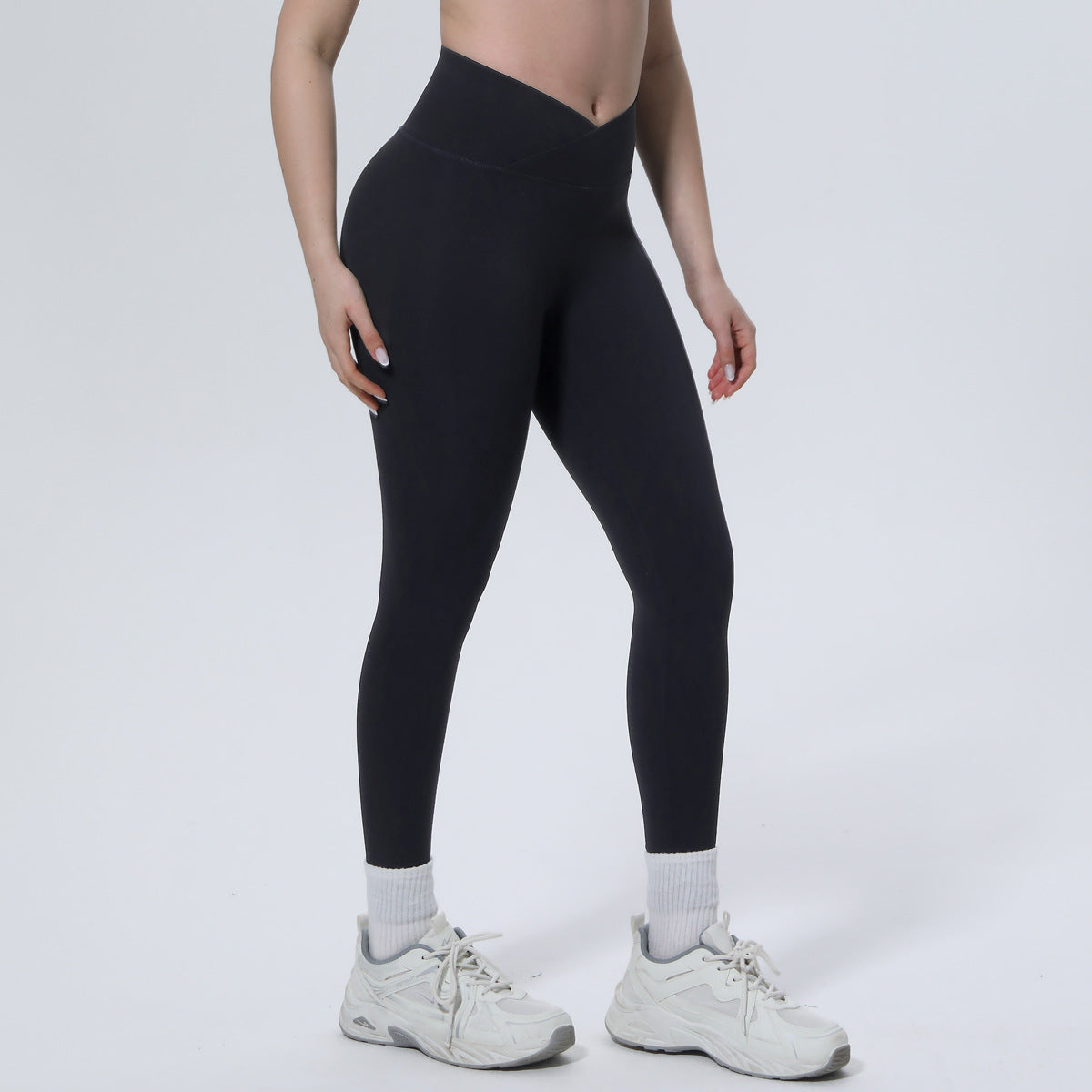 High Waist Nude Feel Seamless Skin Friendly Cross Waist Tight Pants Running Exercise Workout Pants Sexy Slim Fit Yoga Pants