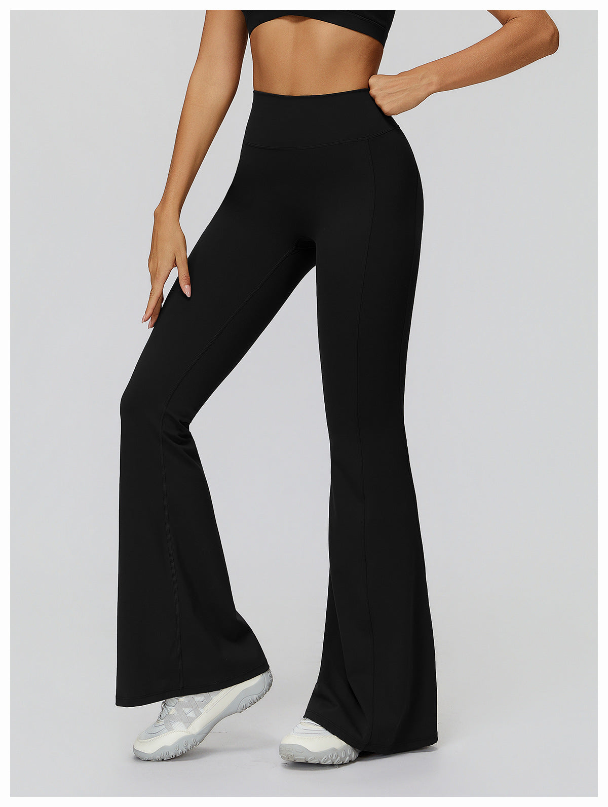 Yoga Bell Bottom Pants High Waist Pleated Micro Pull Slimming Trousers Running Sports Bell Bottom Pants