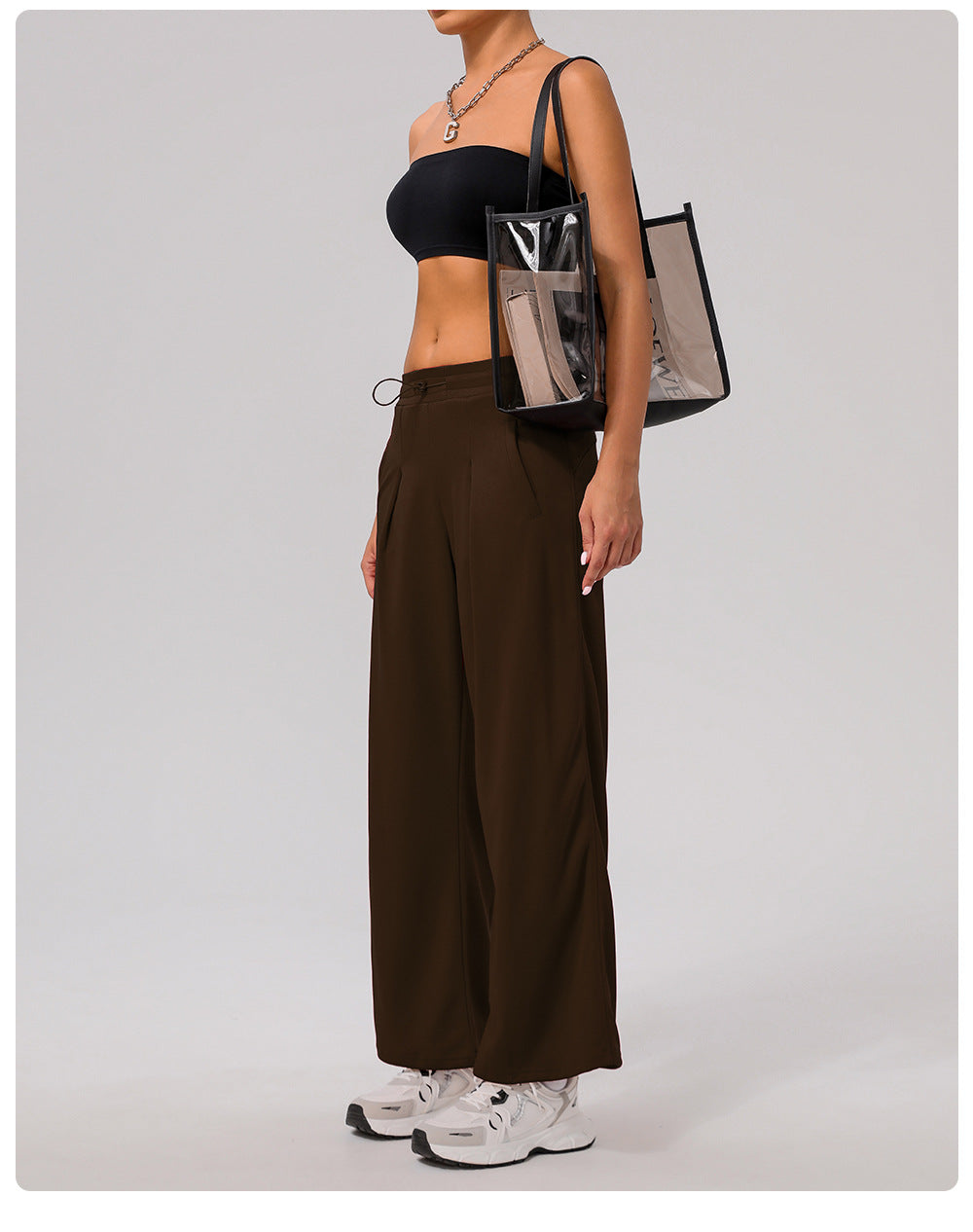 Casual Sports Wide Leg Pants High Waist Hip Lift Draped Pants Slimming Pocket Loose Yoga Dance Pants