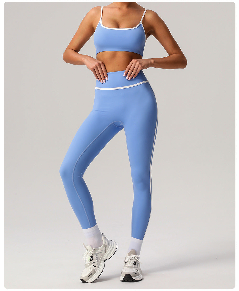 High Top Sports Suit Women Contrast Color Beauty Back Tight Nude Feel Yoga Suit Suit Running Fitness Yoga Wear