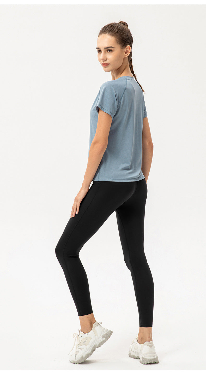 Women Summer Ice Feeling Quick Drying Yoga Short Sleeve Loose Casual Running Exercise T shirt Breathable Fitness Short Sleeve