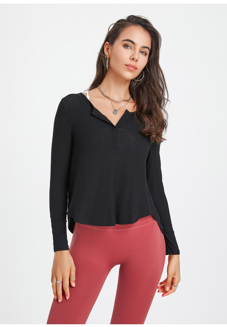 Loose Fitness Yoga Long Sleeve T shirt Quick Drying Blouse Autumn Thread Sports Workout Clothes Top Women