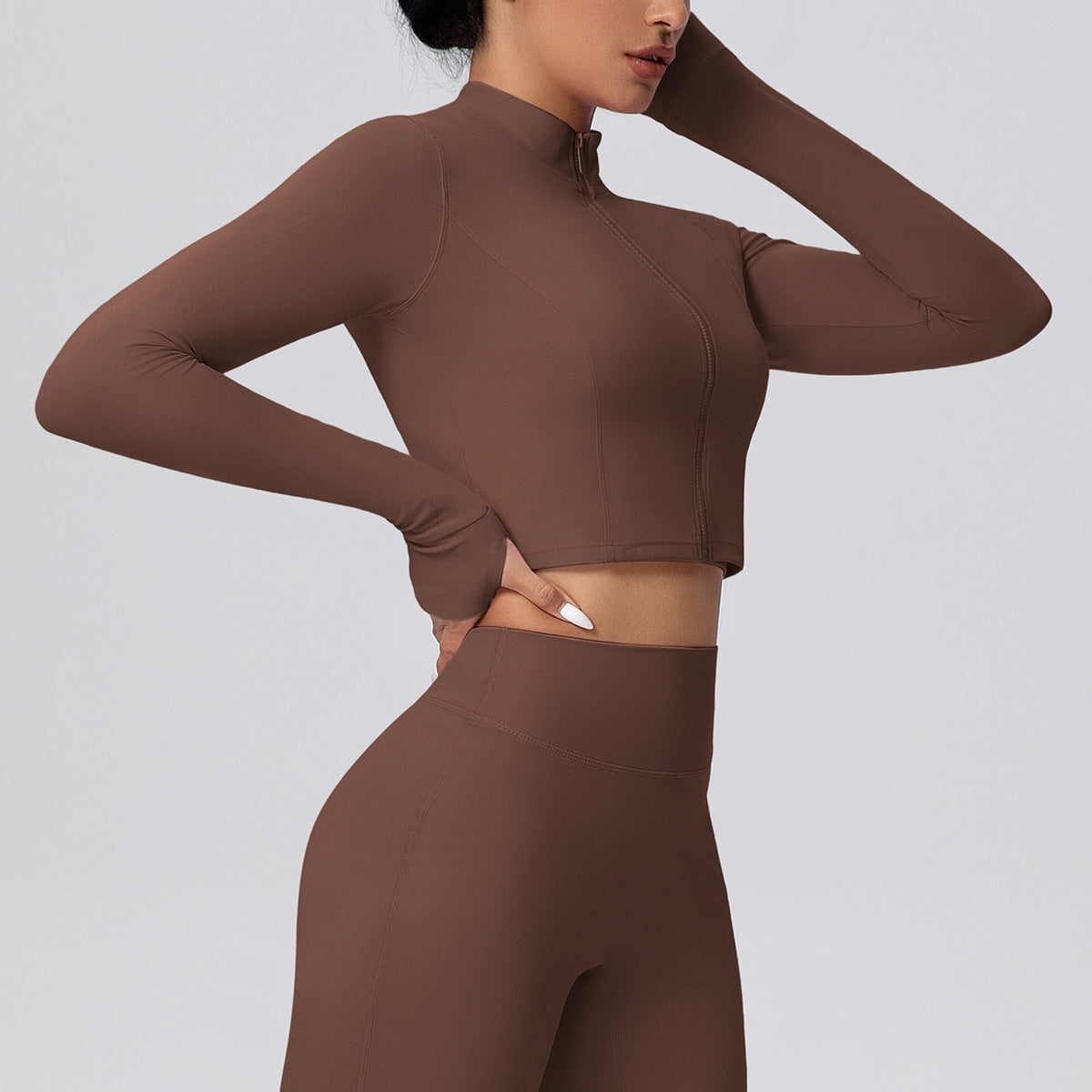 Zipper Outdoor Running Sports Yoga Jacket Slimming Workout Long Sleeve Coat Girls Quick Drying Yoga Clothes Women