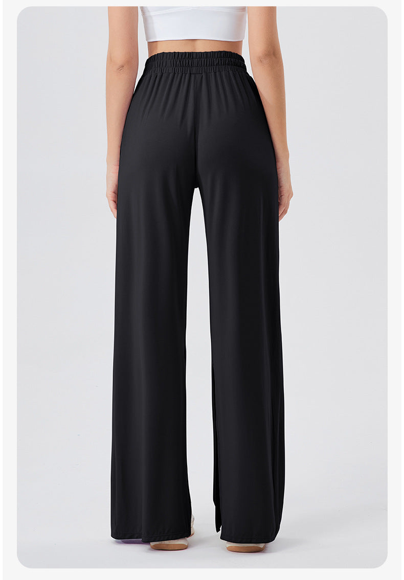 Women Loose Track Pants Modal Cool Breathable Casual Dance Pants High Waist Drooping Split Yoga Trousers