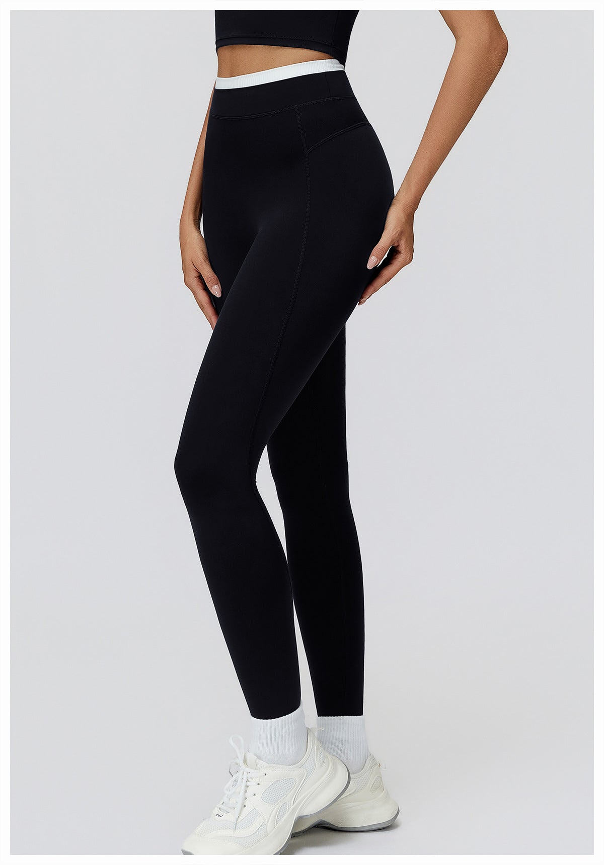Nude Feel Yoga Trousers Thread High Waist Contrast Color Tight Trousers Women Sports Running Fitness Clothes
