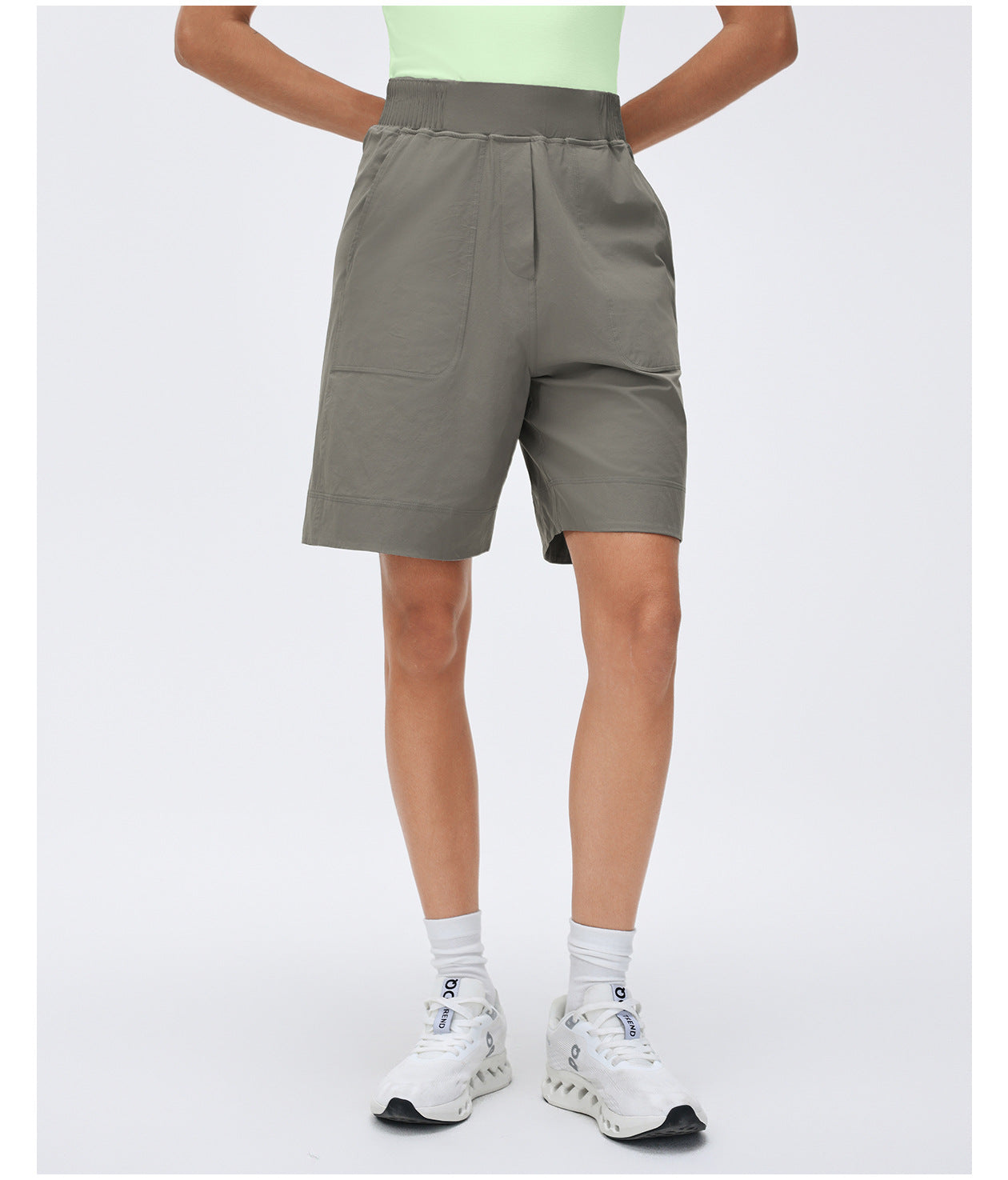 High Waist Casual Cropped Pants Women Lightweight Breathable Sports Running Shorts Loose Straight Fitness Summer