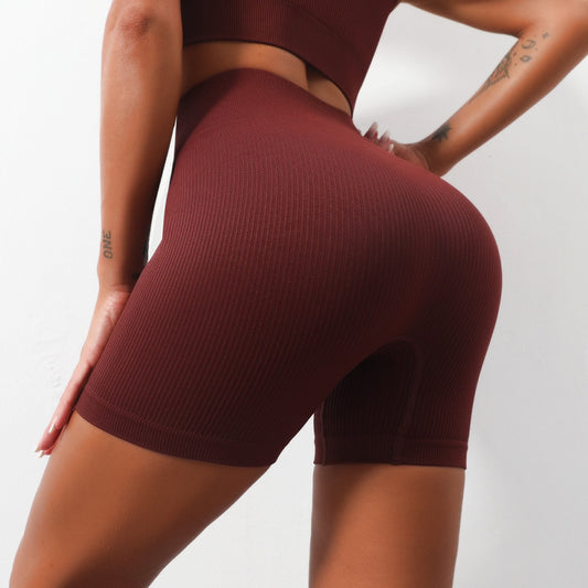 Hip Raise High Waist Seamless Yoga Pants Women Peach Hip Tight Three Point Sports Pants Quick Drying Thread Fitness Shorts