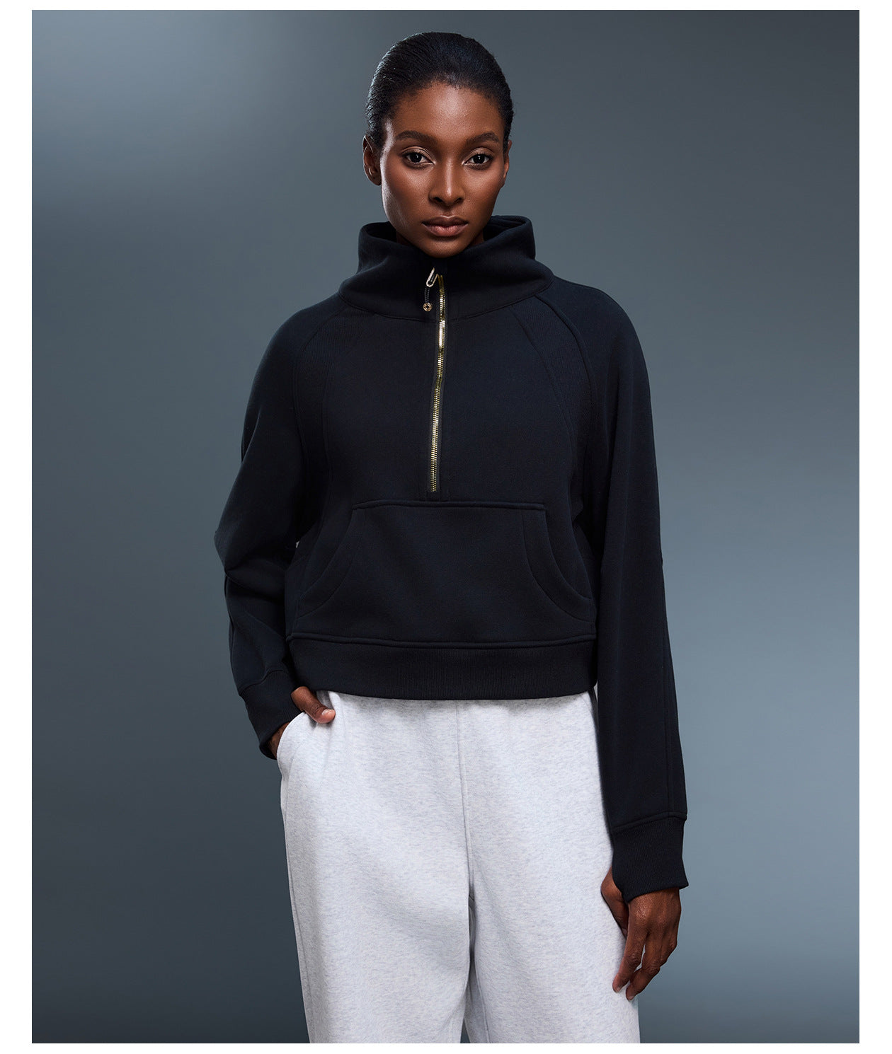 Sports Sweater Women Autumn Winter Fleece lined Half Open Zipper Turtleneck Pullover Outer Wear Warm Jacket