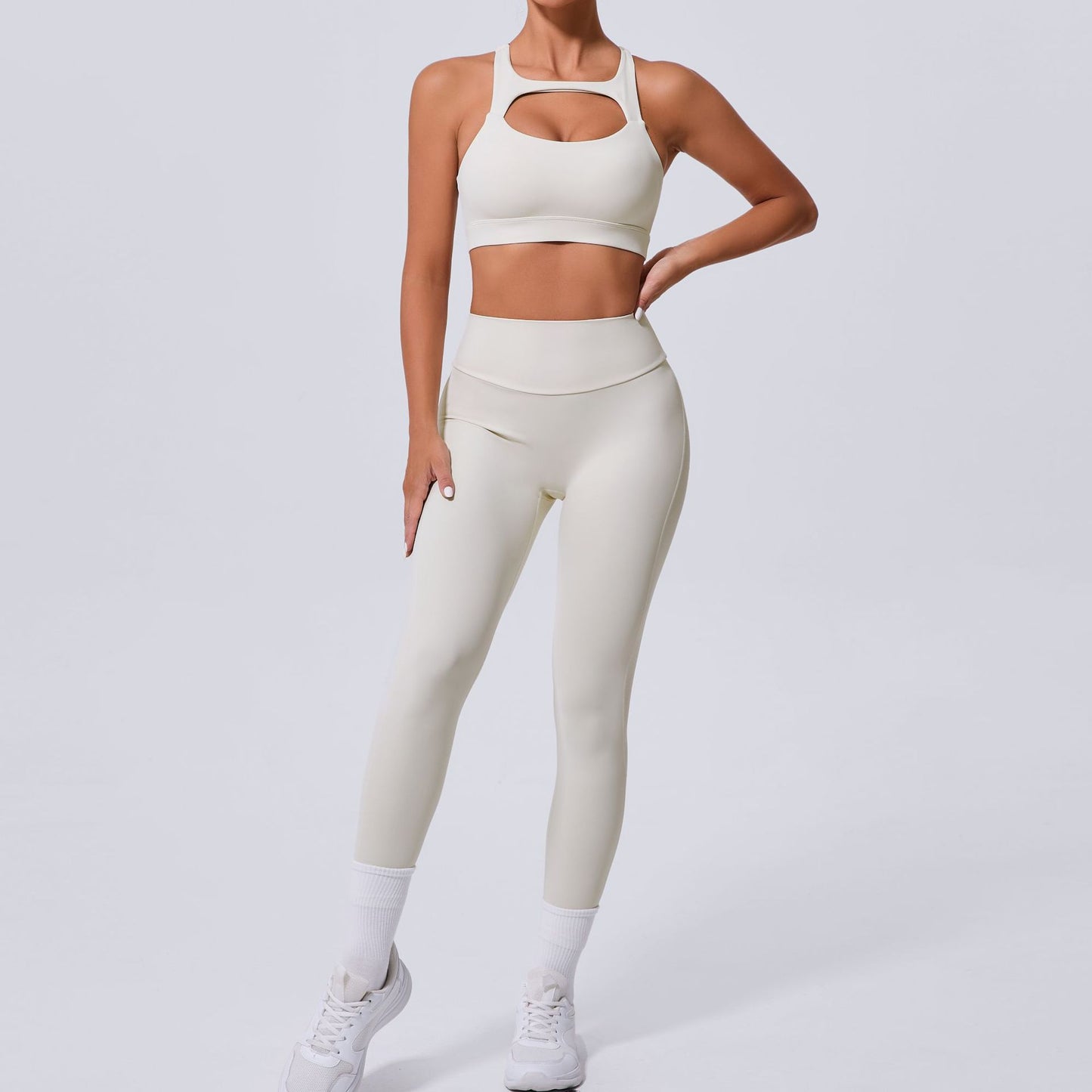 Autumn Sand Winter Pocket Nude Feel Tight Yoga High Waist Quick Drying Running Sports Workout Clothes Two Piece SetS