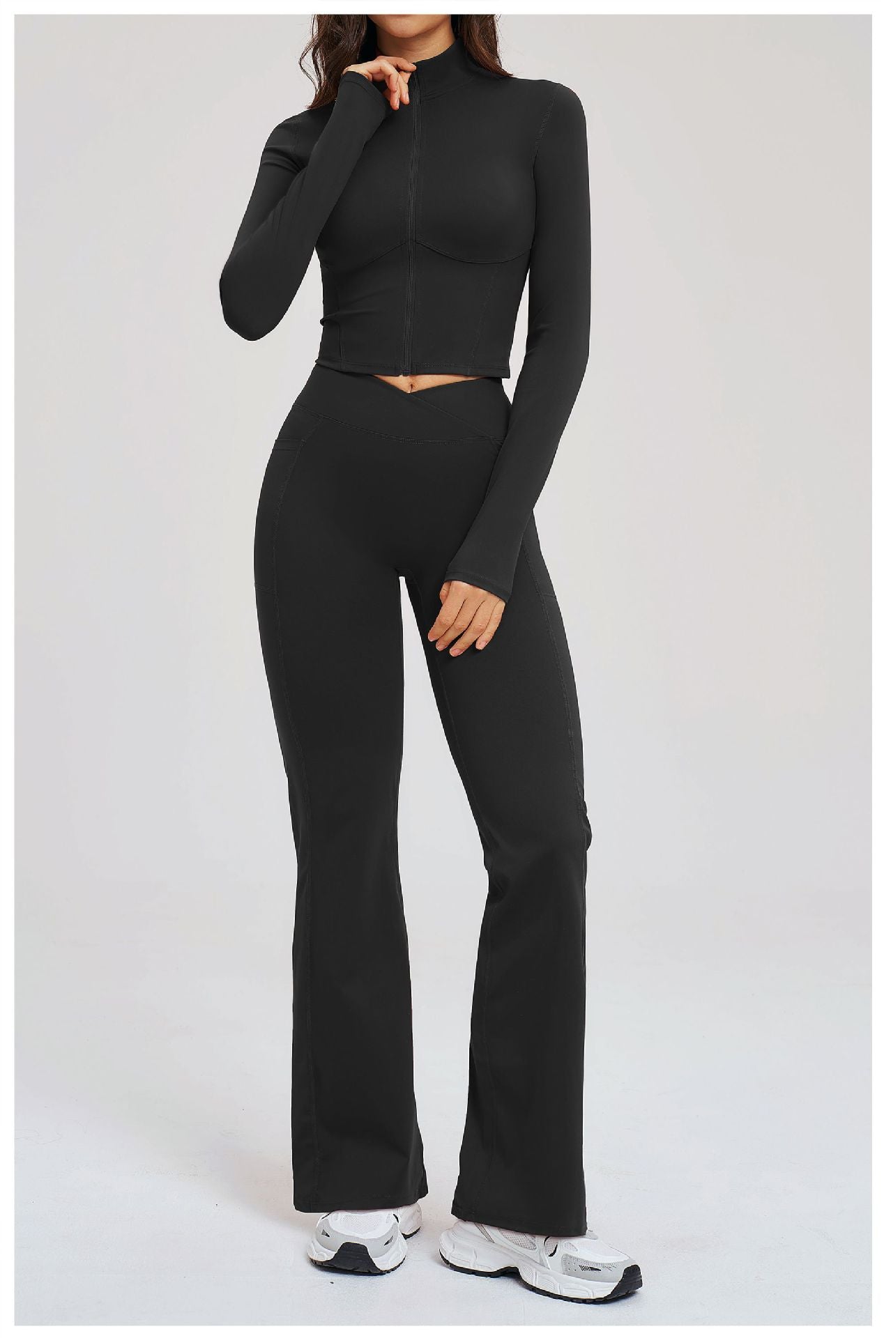 Sports Workout Clothes Naked Women Sense Zipper Casual Outdoor Fitness Running Sports Two Piece Sets