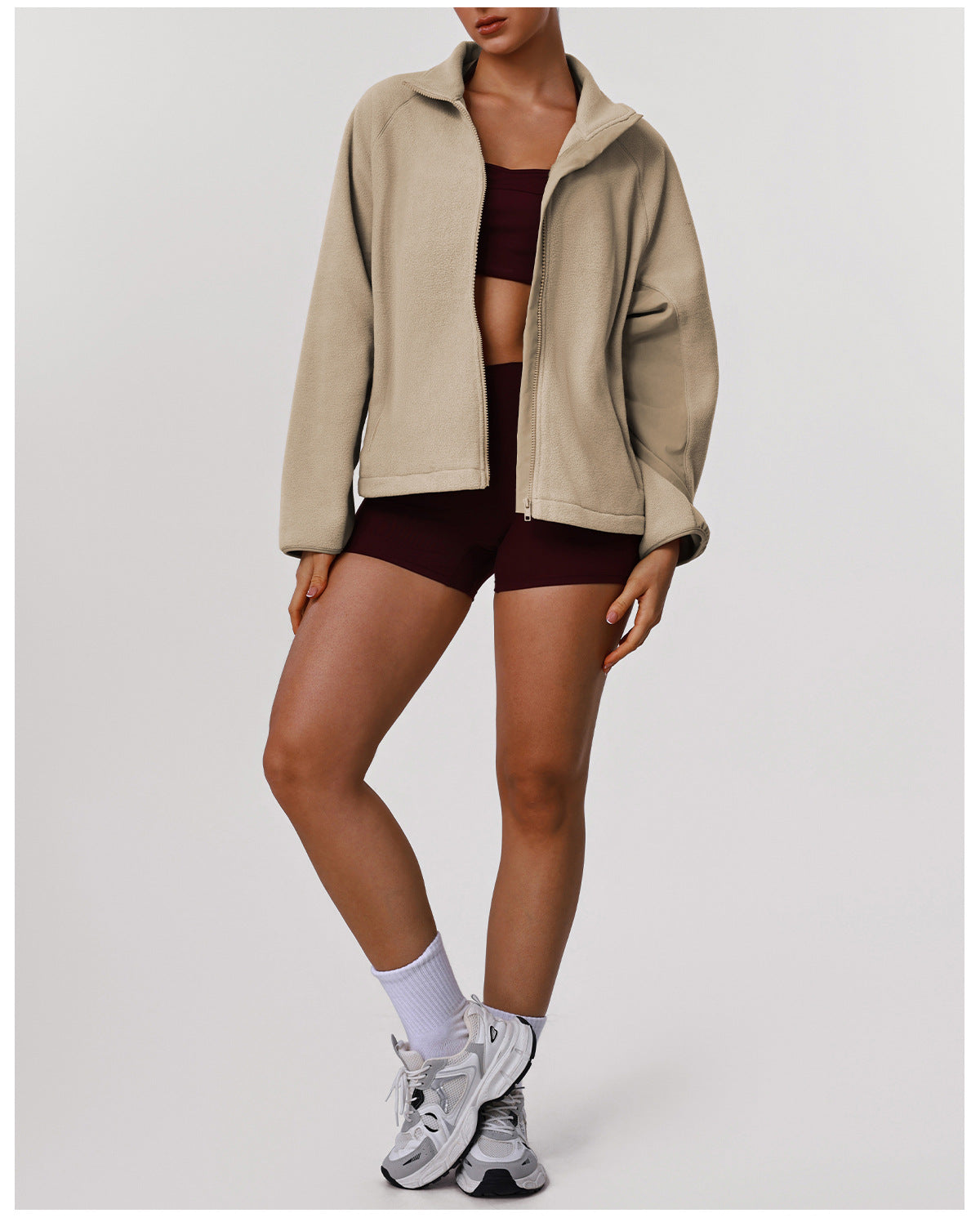 Arrival Warm Loose Polar Fleece Casual Coat Women Autumn Winter Thickening Stand Collar Cardigan Sports Sweater Coat