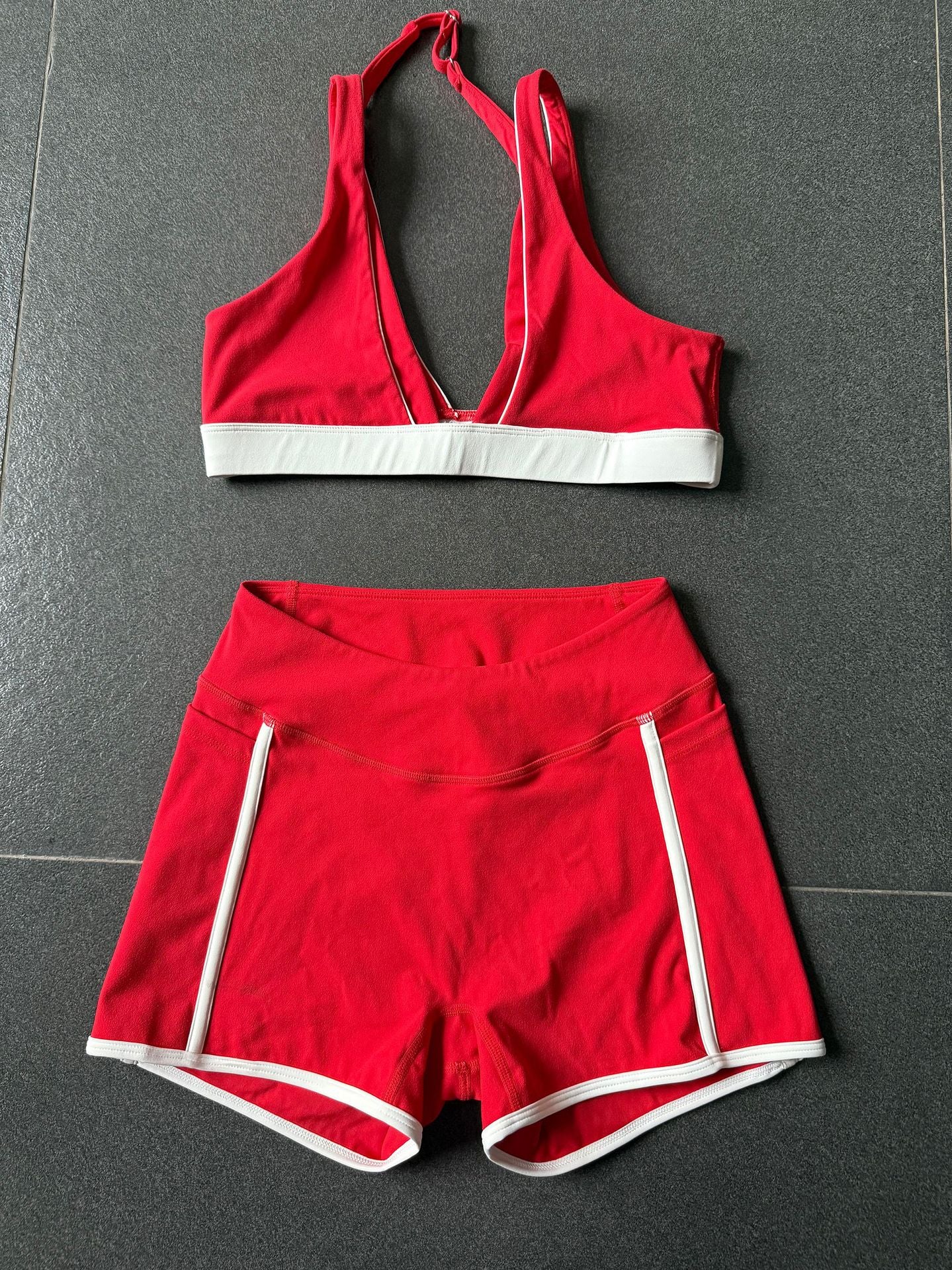 Autumn Sand Color Contrast Patchwork Yoga Pocket Tight Sports Women Outdoor Running Fitness Yoga Two Piece Sets
