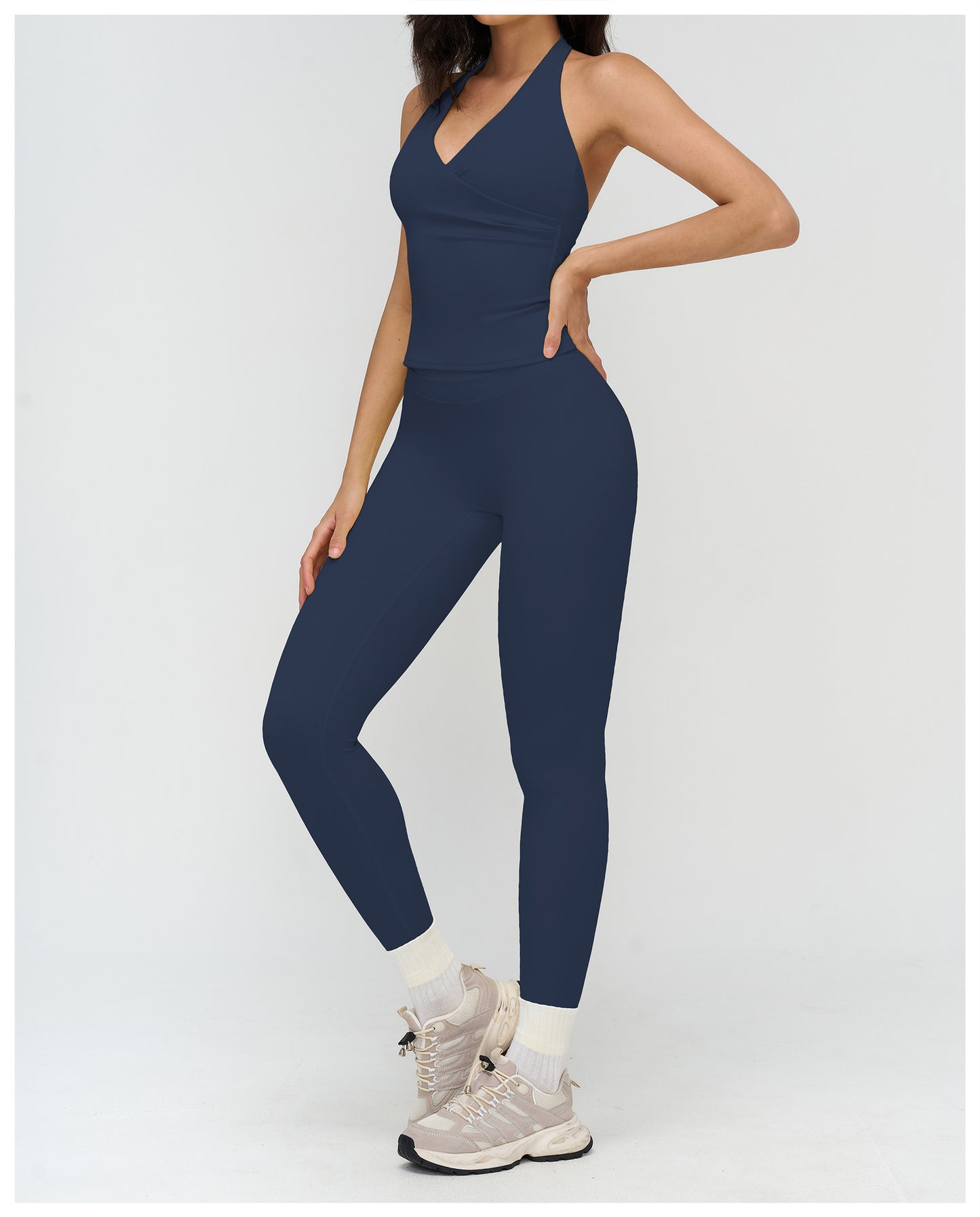 V neck Halter Yoga Vest Tight Brushed Beauty Back Exercise Vest Outdoor Running Workout Underwear