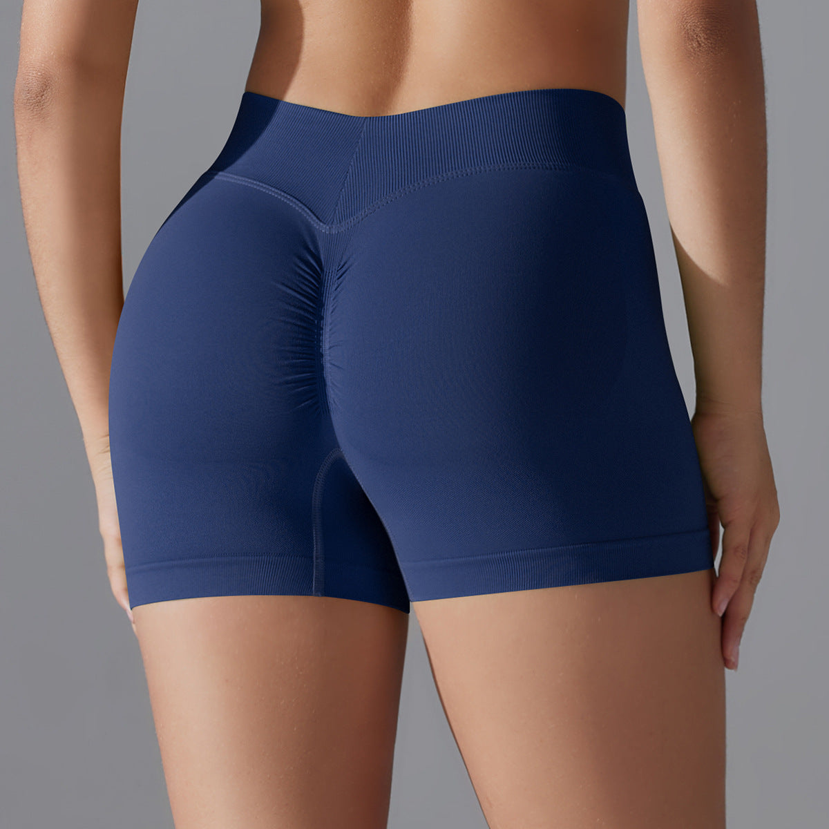 High Waist Knit Hip Raise Fitness Pants Back V Waist Women Running Skinny Yoga Pants Stretch Belly Compression Sports Shorts