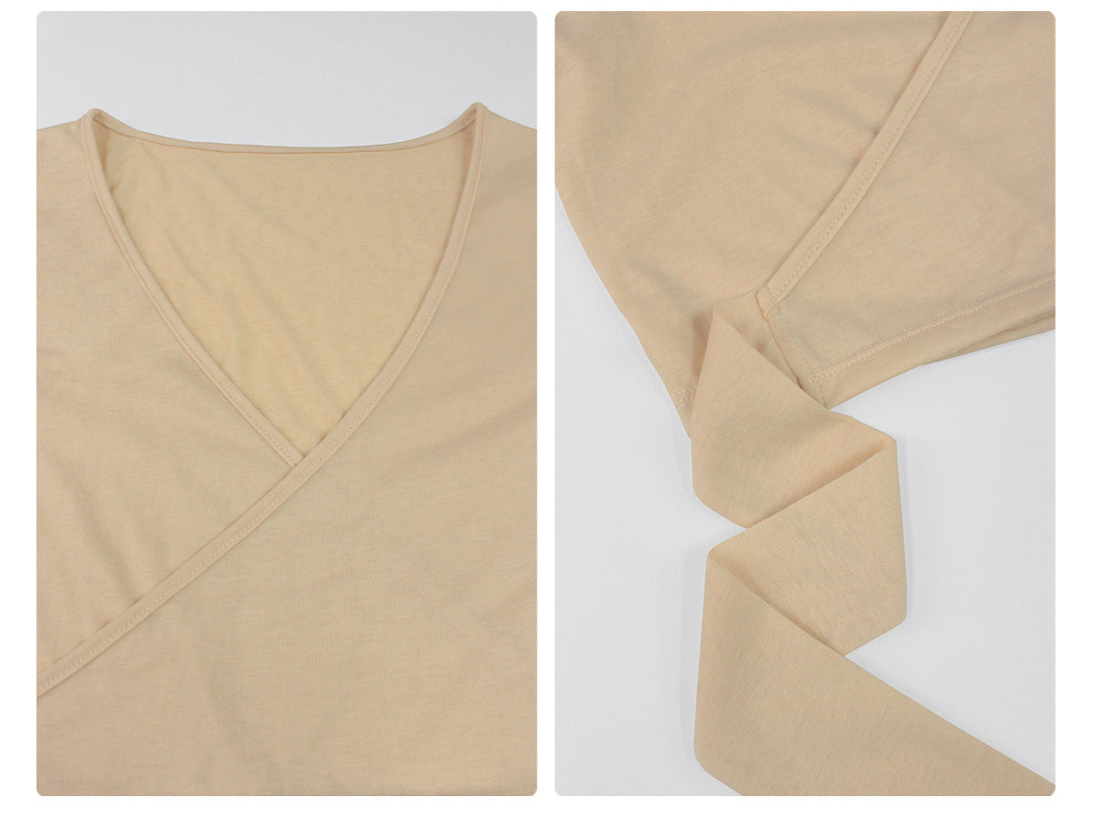 Spring Summer Long Sleeve Smock Top Yoga Clothes Slim Fit Two Piece Sets Sling with Chest Pad Dance Training Clothes Outfit