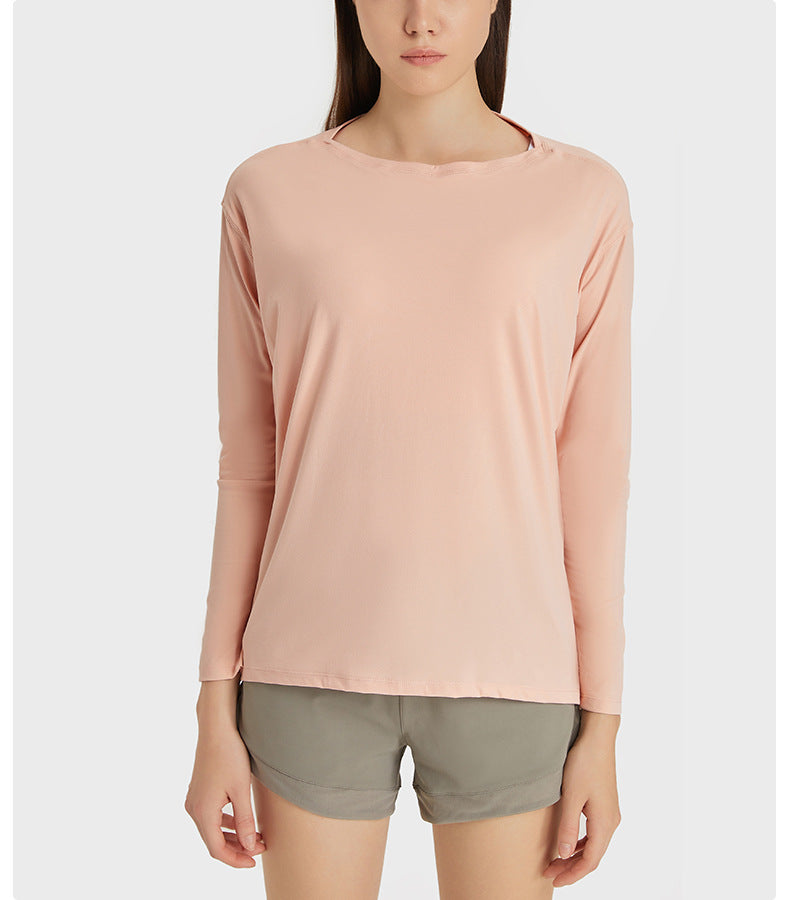 Arrival Double Sided Nude Feel Loose Long Sleeved Women Slim Fit Breathable Simple Women Training Fitness Yoga Wear
