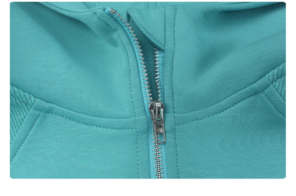 Arrival Sports Casual Long Sleeve Thermal Jacket Autumn Winter Contrast Color Hooded Zipper Jacket Thick Sweater Workout Clothes