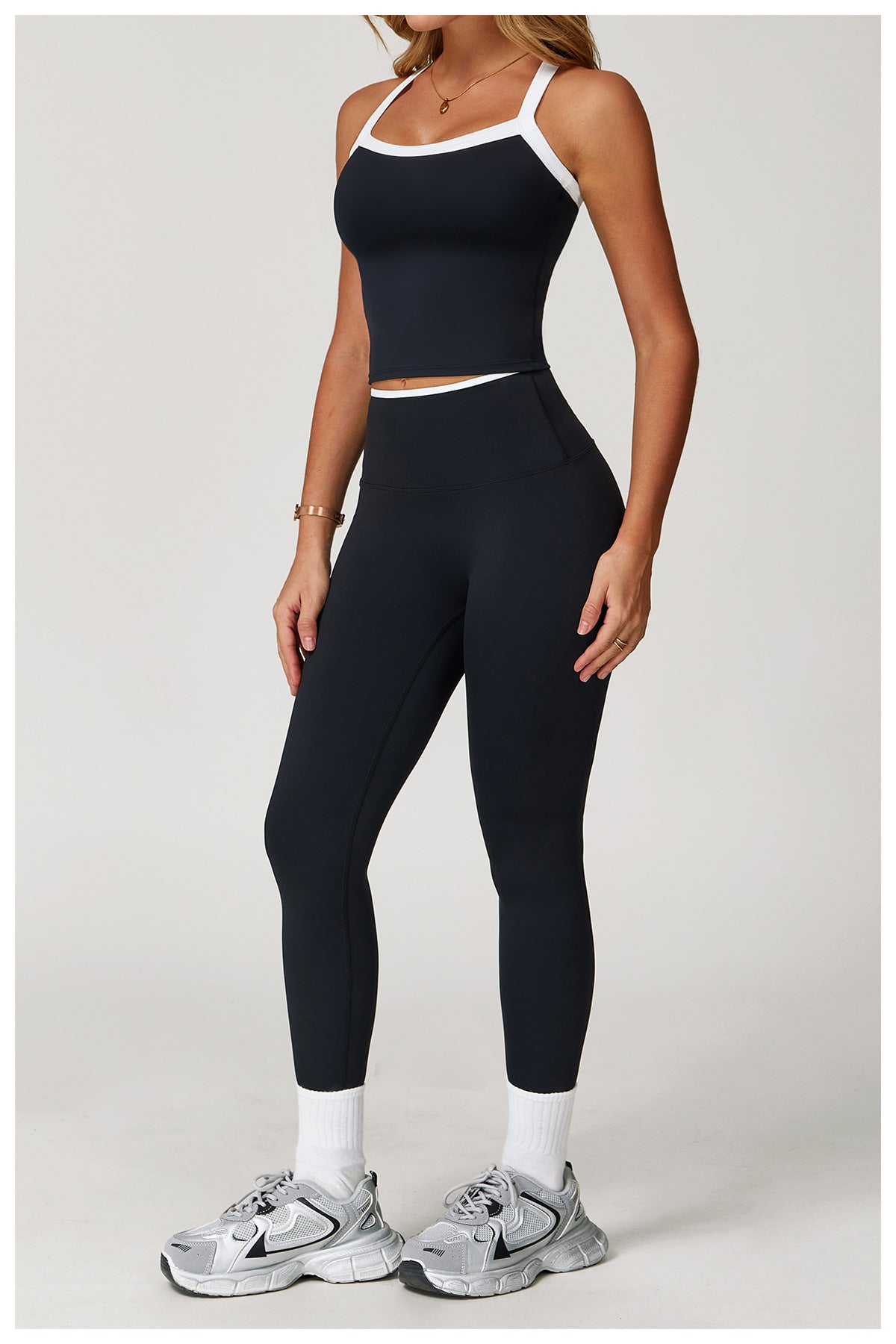 Sollinarry Nude Feel Yoga Pants High Waist Contrast Color Quick Drying Trousers Sports Running Fitness Sports Tights