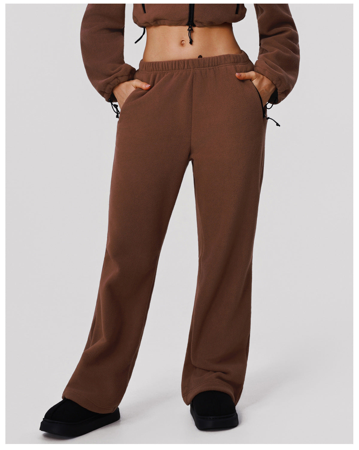Autumn Winter High Waist Warm Sweatpants Wide Leg Slimming Straight Loose Trousers Women's Outdoor Running Casual Track Sweatpants