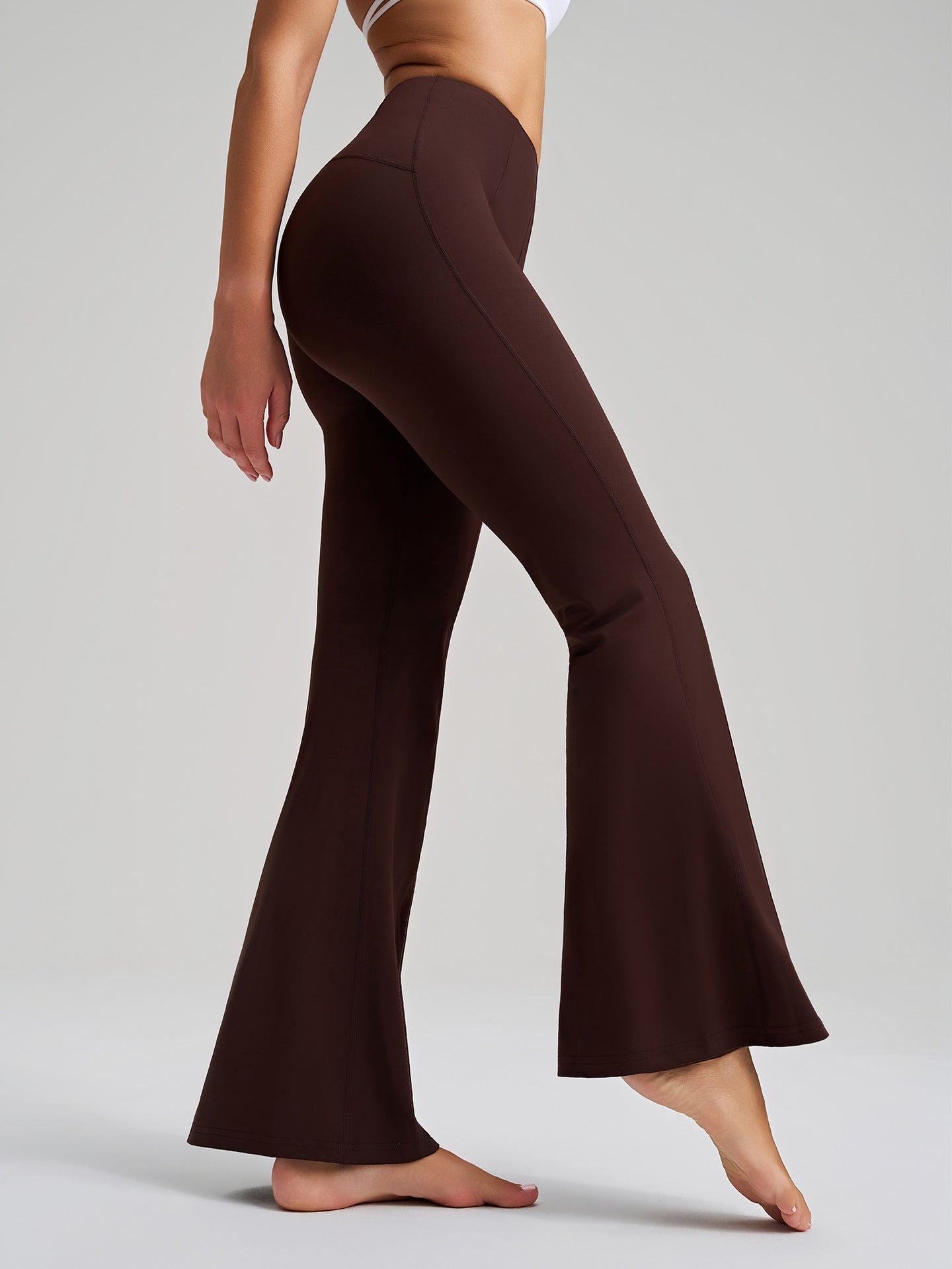 Trousers High Waist Yoga Pants Bell Bottom Pants Women Hip Raise Slimming Fitness Trousers Nude Feel Antibacterial Shaping Bootcut Trousers