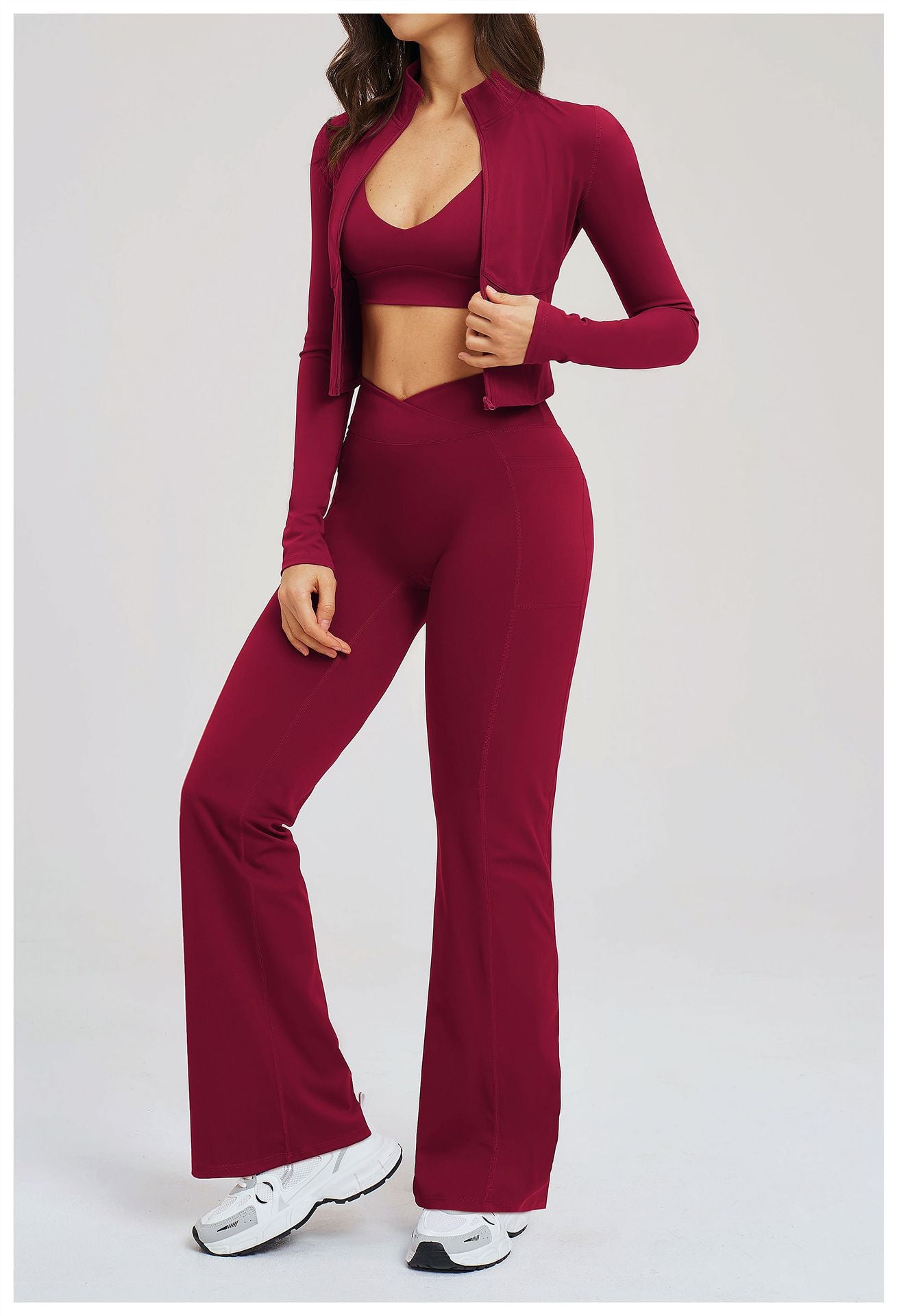 Sports Workout Clothes Naked Women Sense Zipper Casual Outdoor Fitness Running Sports Two Piece Sets