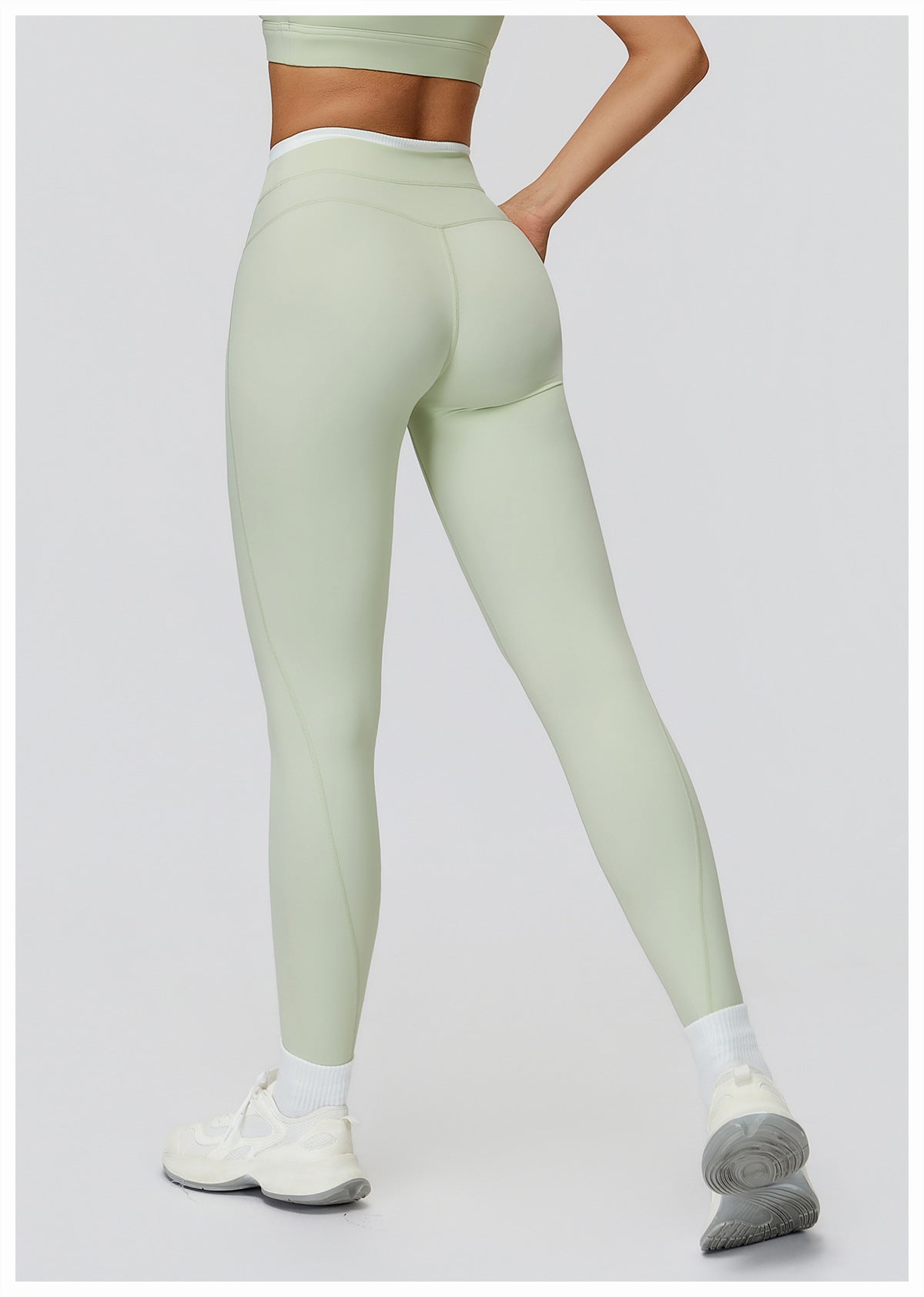 Nude Feel Yoga Trousers Thread High Waist Contrast Color Tight Trousers Women Sports Running Fitness Clothes
