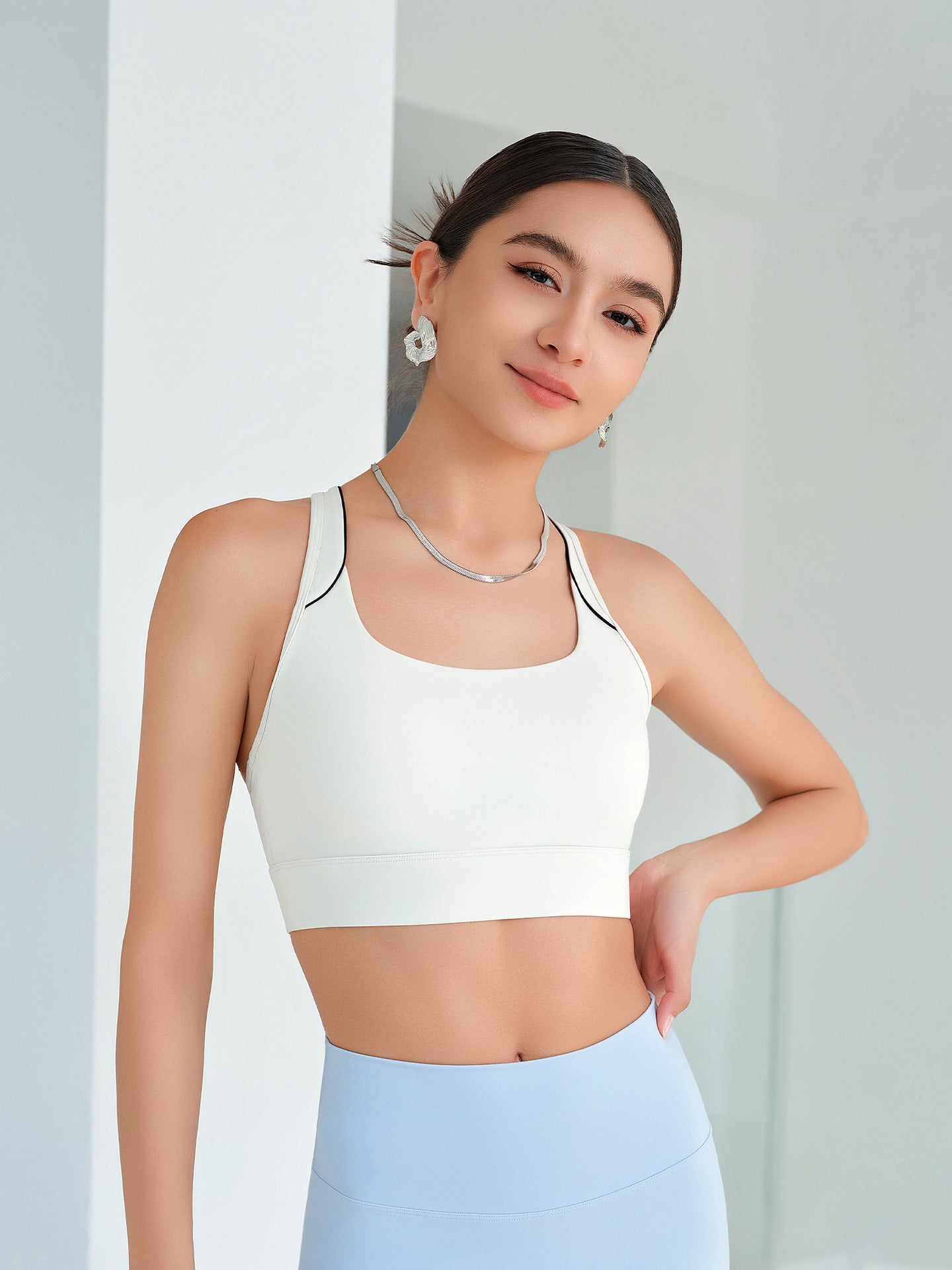Sports Underwear Women Shockproof Fixing Cup Thin Running Yoga Push up Hollow Out Cutout Three Rows Three Buckles Yoga Underwear