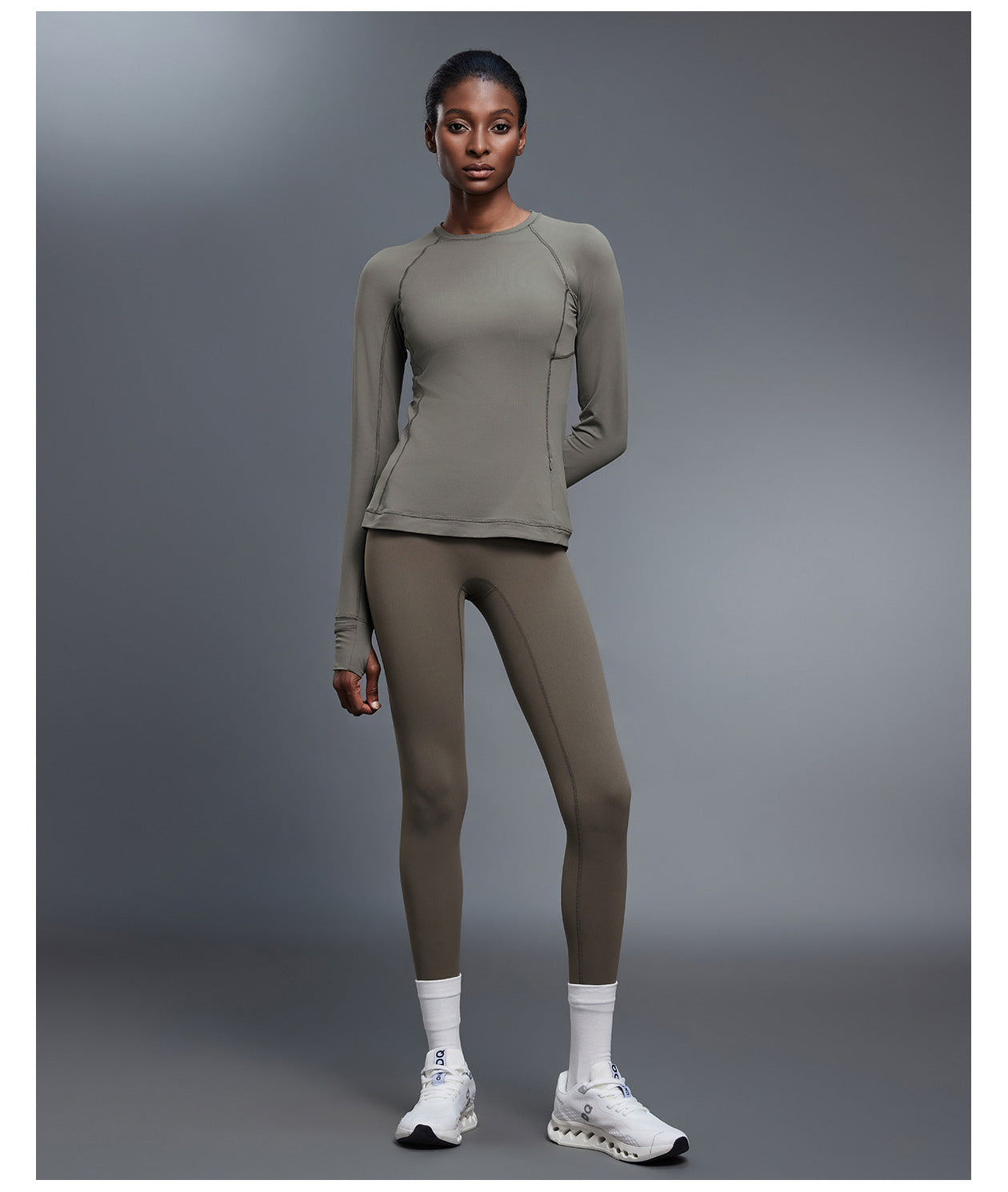 Round Neck Exercise T shirt Women Stretch Tight Long Sleeve Yoga Wear Running Training Workout Clothes Top Autumn