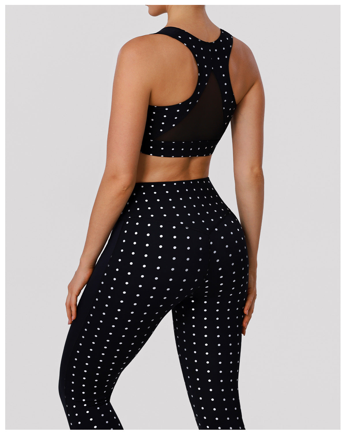 Polka Dot Sports Set Running Beauty Back Underwear Bra Yoga Clothes High Waist Hip Raise Pants Fitness Two Piece Sets