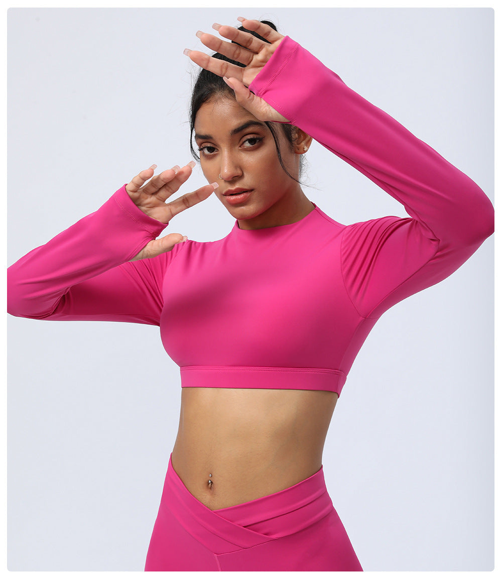 Hollow Out Cutout Out Beauty Back Yoga Clothing Top Long Sleeves Cropped Sports T Shirt Tight Workout Clothes Top Women