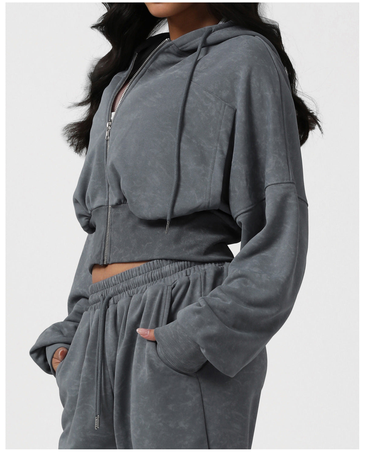 Autumn Winter Sports Casual Hooded Hoodie Short Waist Retro Printed Cardigan Coat Yoga Workout Clothes