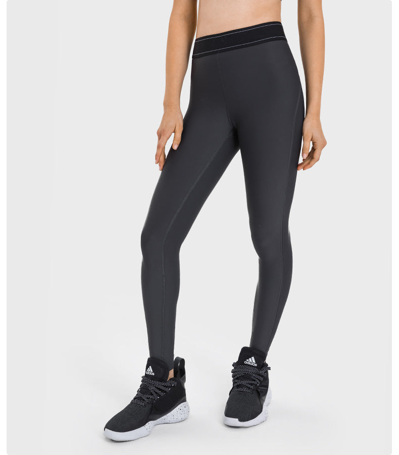 Contrast Color Elasticated Waist Sports Tights High Elastic Slim Slimming Training Fitness Yoga Pants Women