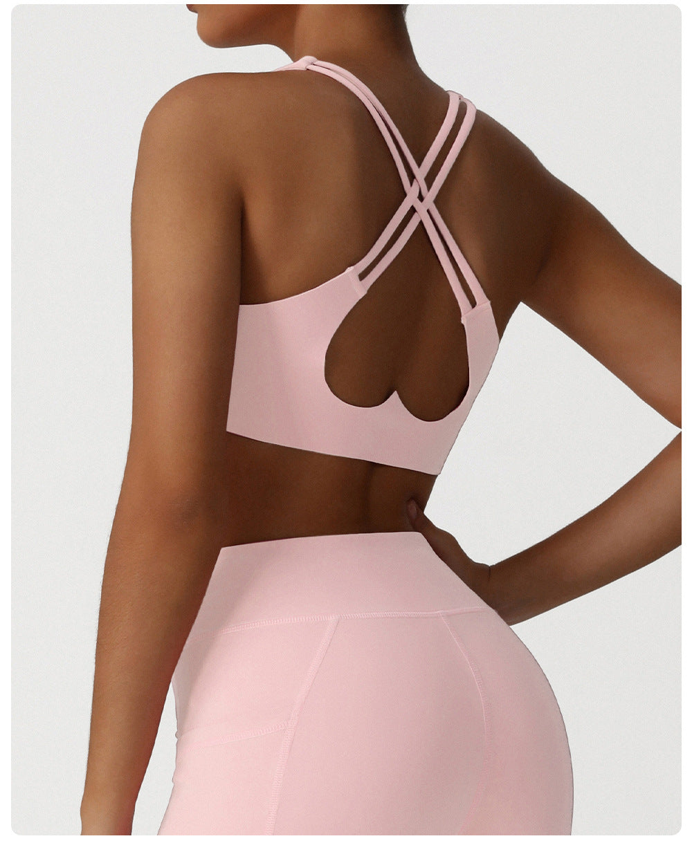 Cross Beauty Back Yoga Vest Push up Sports Underwear with Chest Pad High Strength All Match Workout Bra