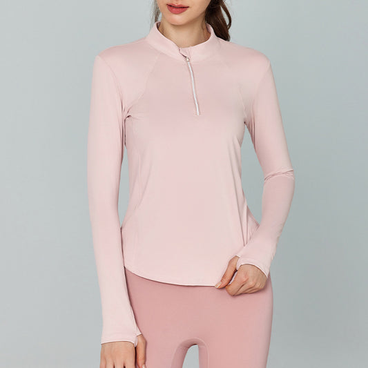 Reflective Stripe Half Zipper Yoga Clothes Long Sleeve Women Pilates Training Sports Tops Outdoor Breathable Workout Clothes