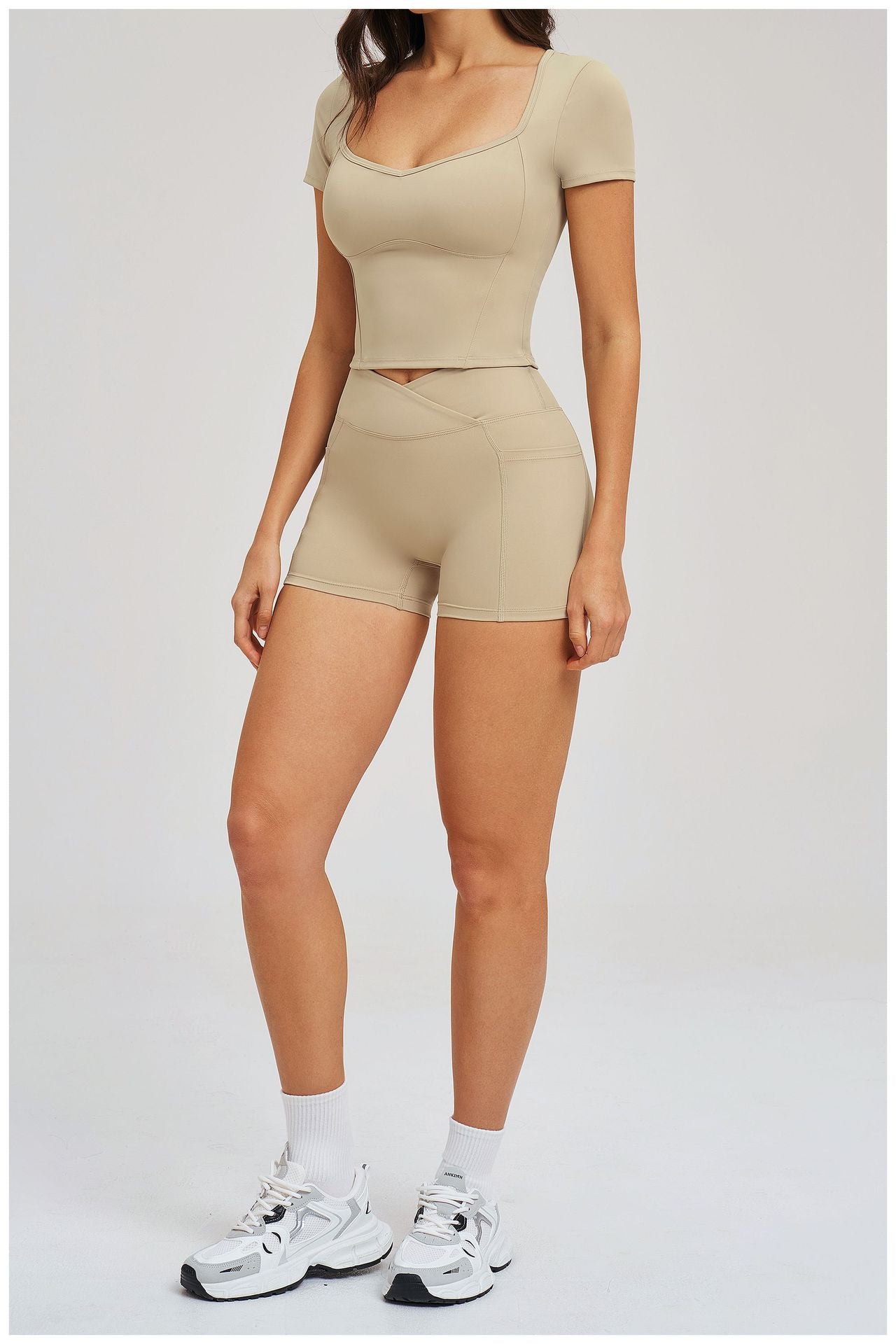 Spring Nude Feel Sports Skinny Casual Yoga Outdoor Running Sports Set