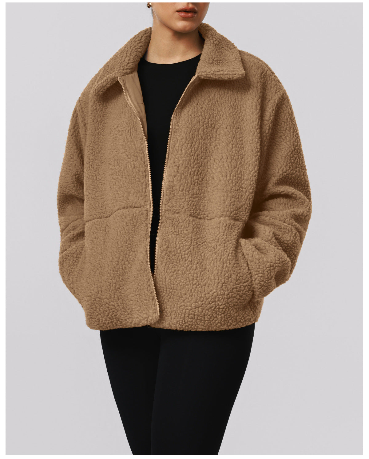 Autumn Winter Thickening Lamb Wool Casual Coat Women Warm Sports Turn-down Collar Coat Outdoor Running Cardigan Sweater